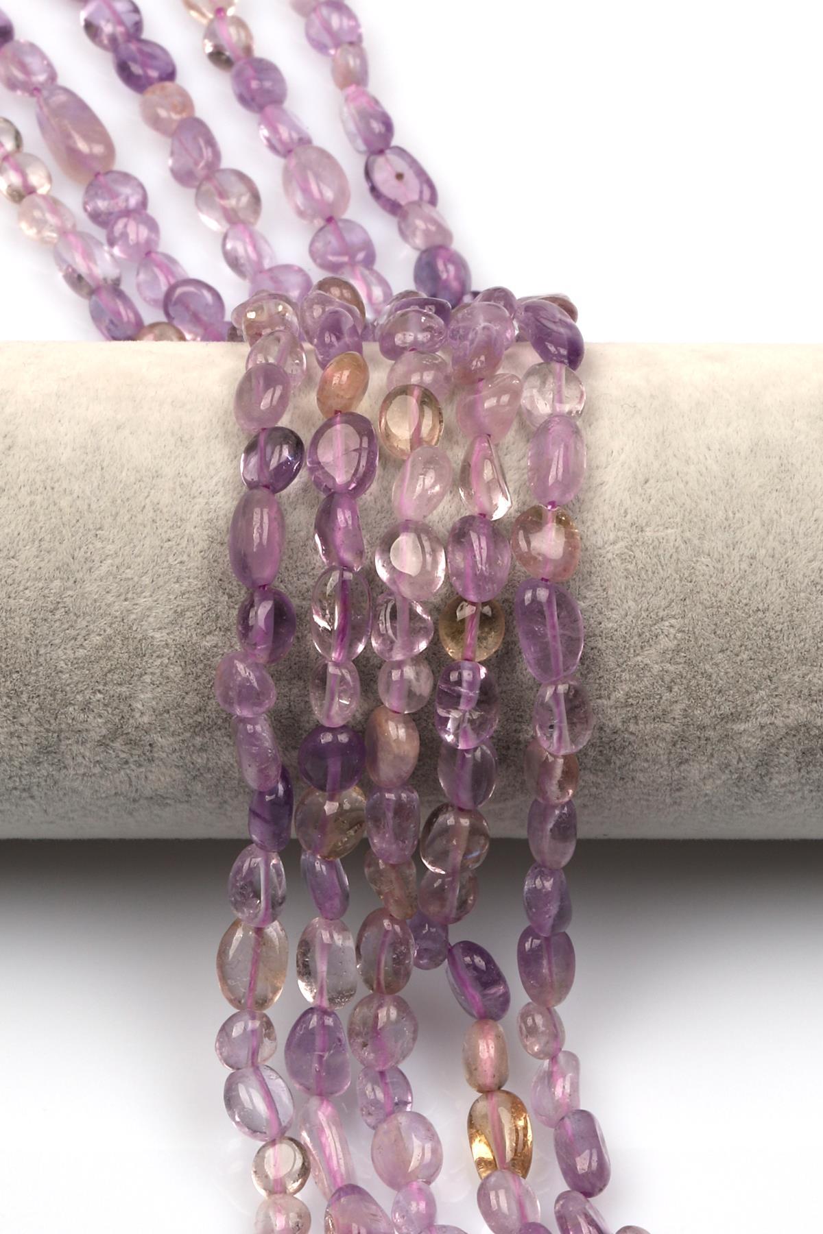 Ametrin Doğal Taş Dizi 6 x 8 mm Mercimek Kesim