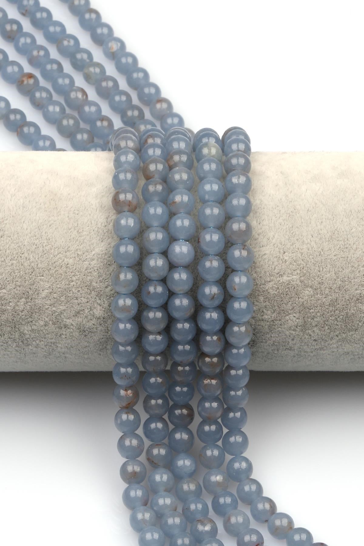 Anjelit (A Kalite) Doğal Taş Dizi 6 mm Küre Kesim
