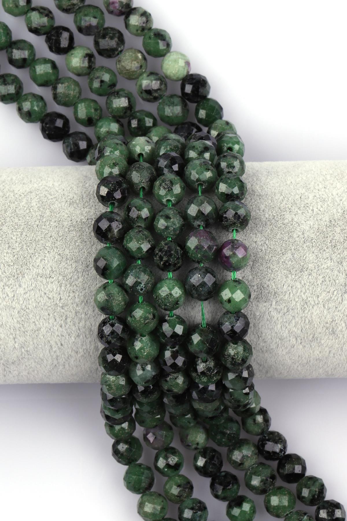 Anyolit ( A Kalite ) Doğal Taş Dizi 8 mm Fasetli Küre Kesim