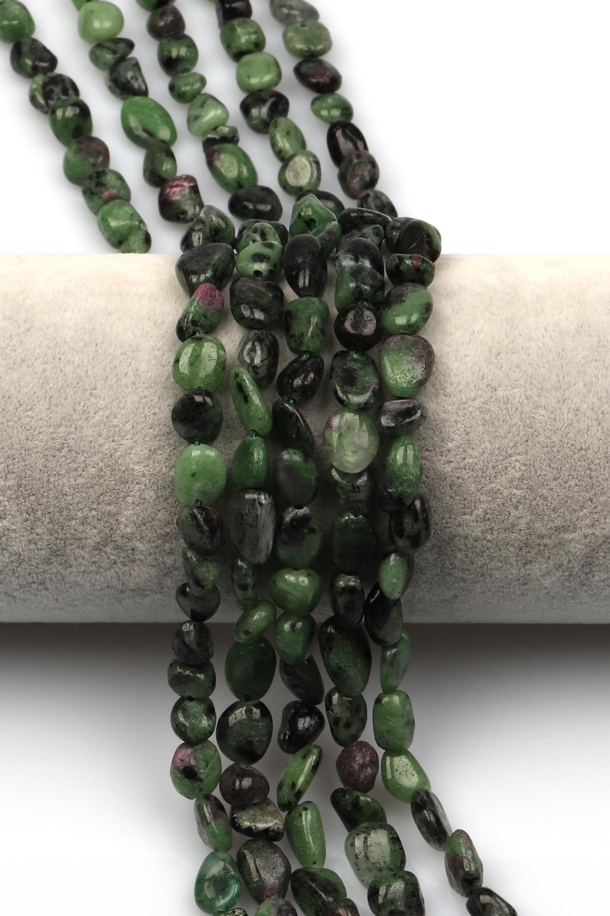 Anyolit Doğal Taş Dizi 6 x 8 mm Mercimek Kesim