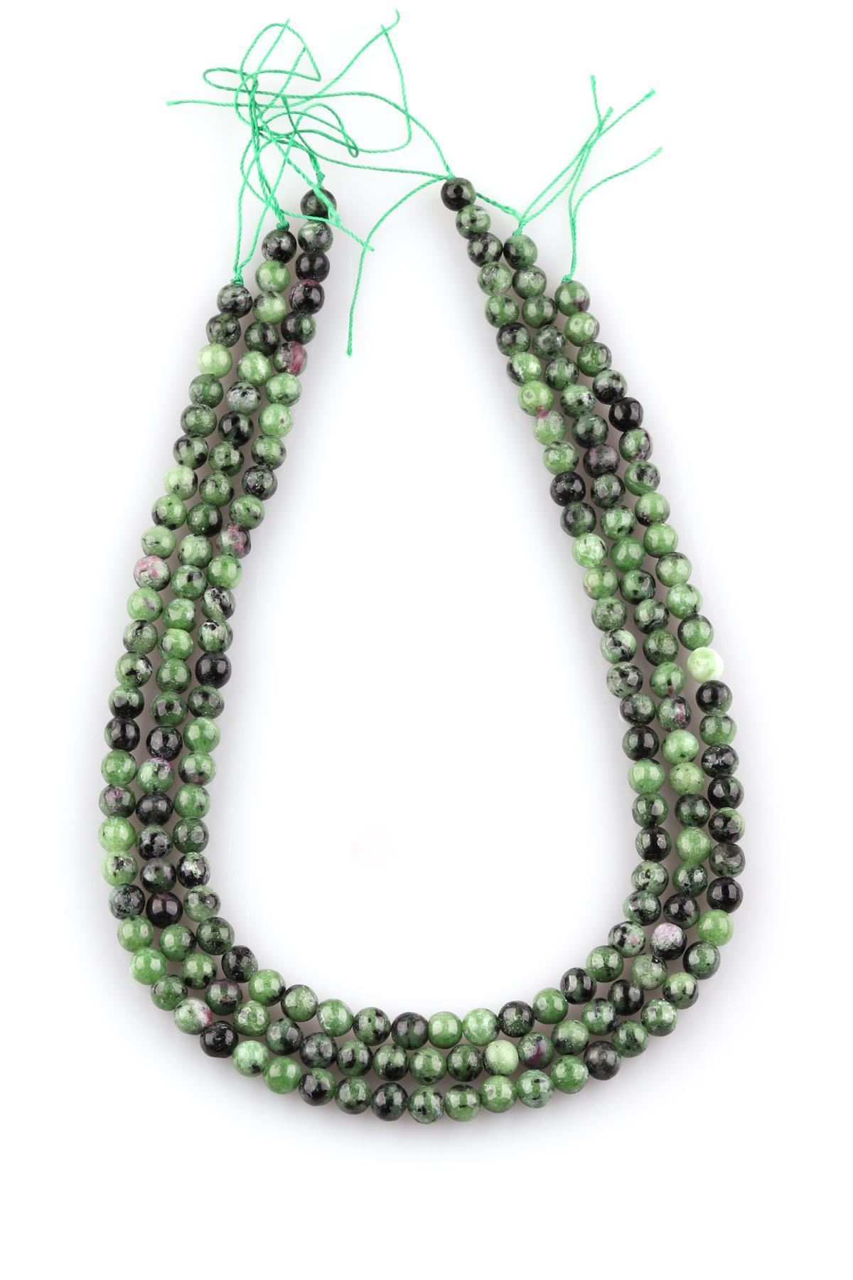 Anyolit ( Ruby Zoisite ) Doğal Taş Dizi 6 mm Küre Kesim