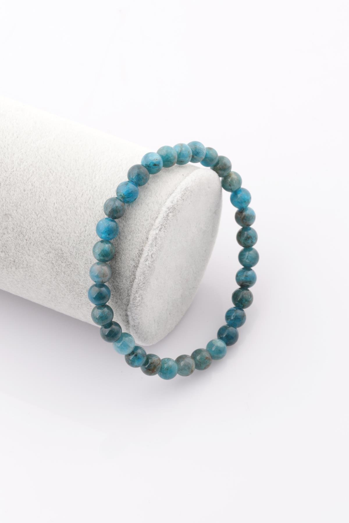 Apatit Doğal Taş Bileklik 6 mm Küre Kesim