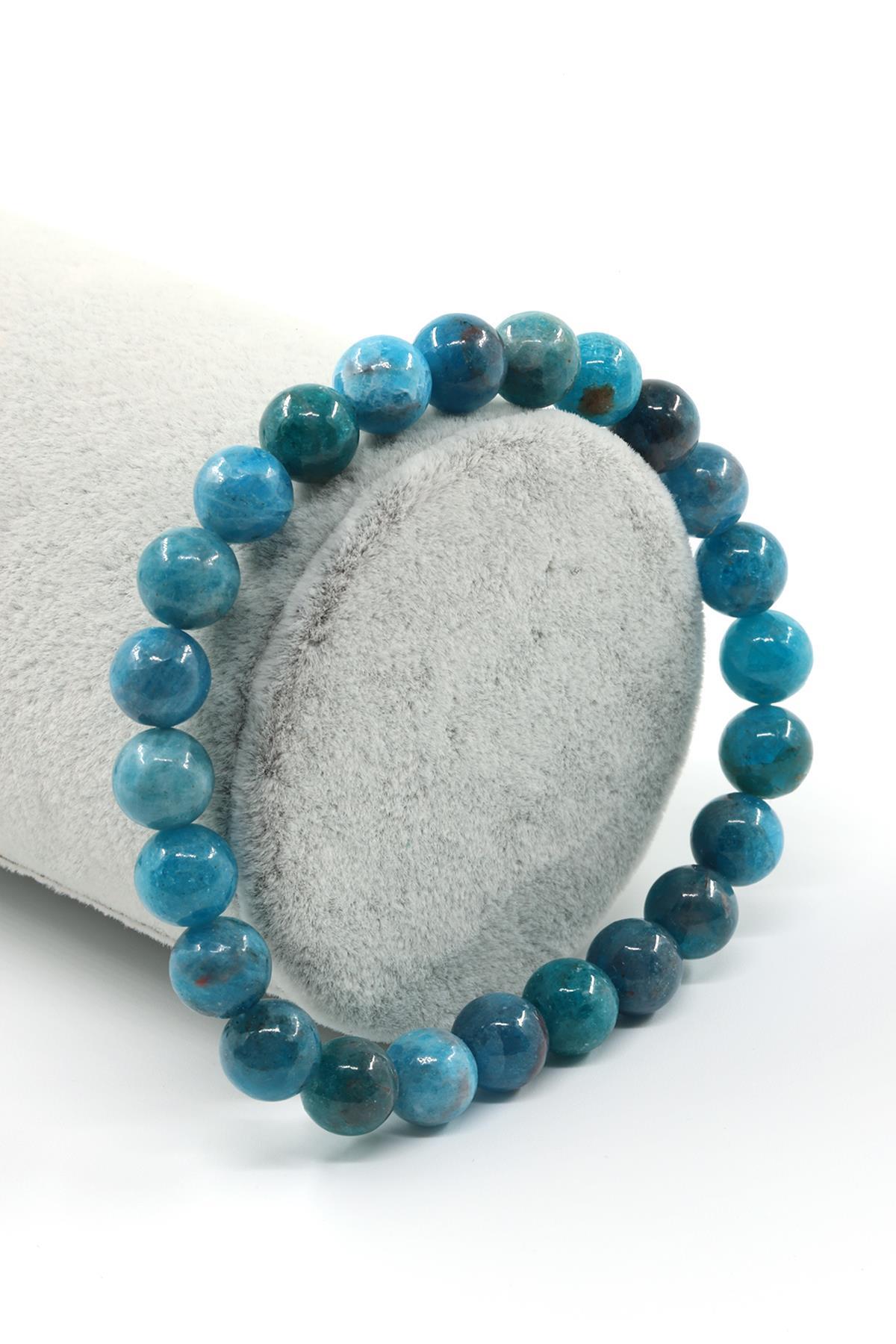 Apatit Doğal Taş Bileklik 8 mm Küre Kesim