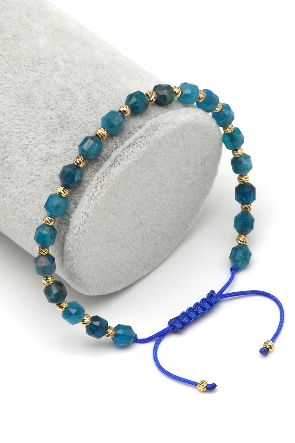 Apatit Doğal Taş Makrome Örme Bileklik Özel Kesim - BMK-618