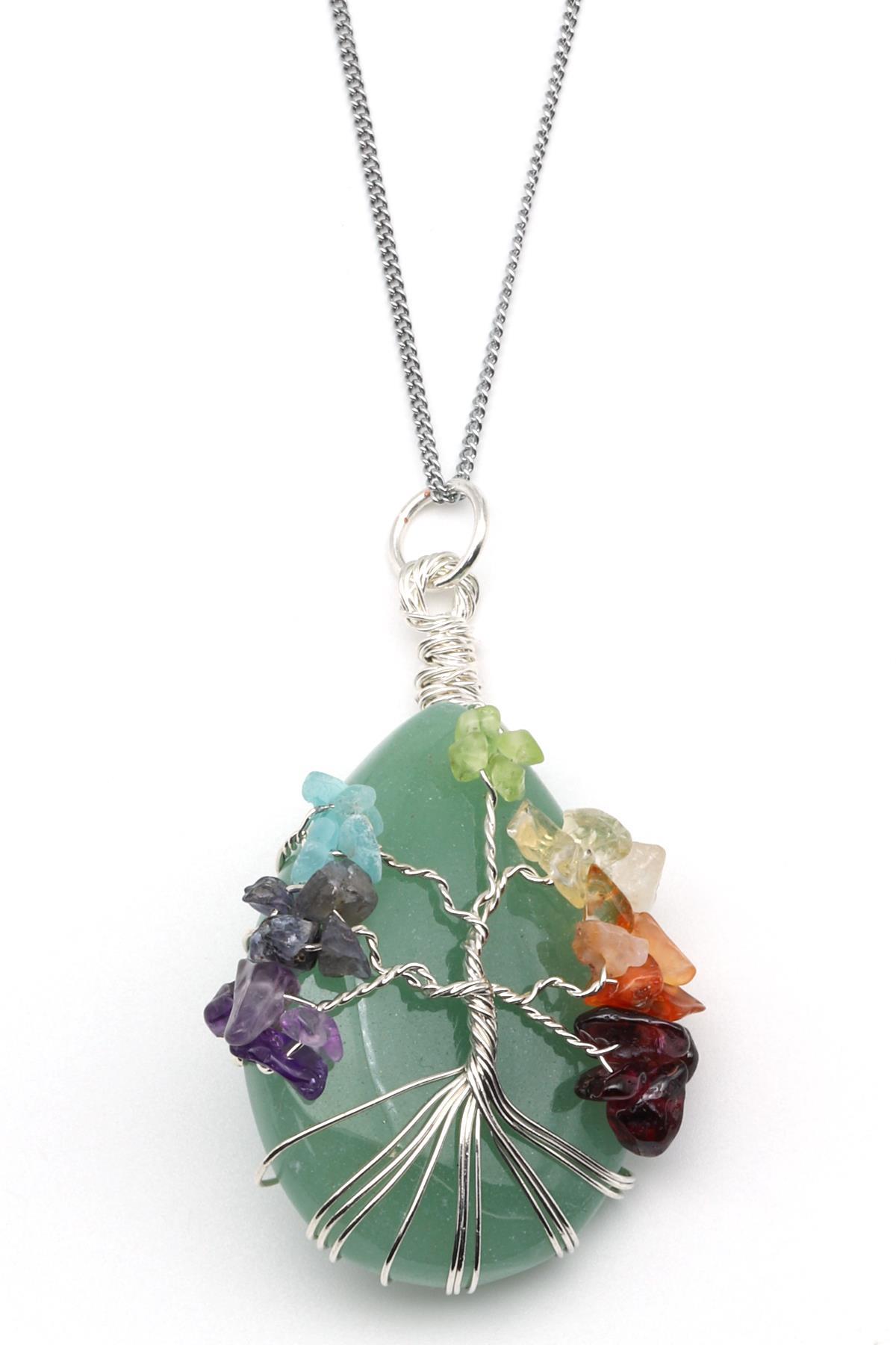 Aventurin - Çakra Doğal Taş Damla Model Kolye