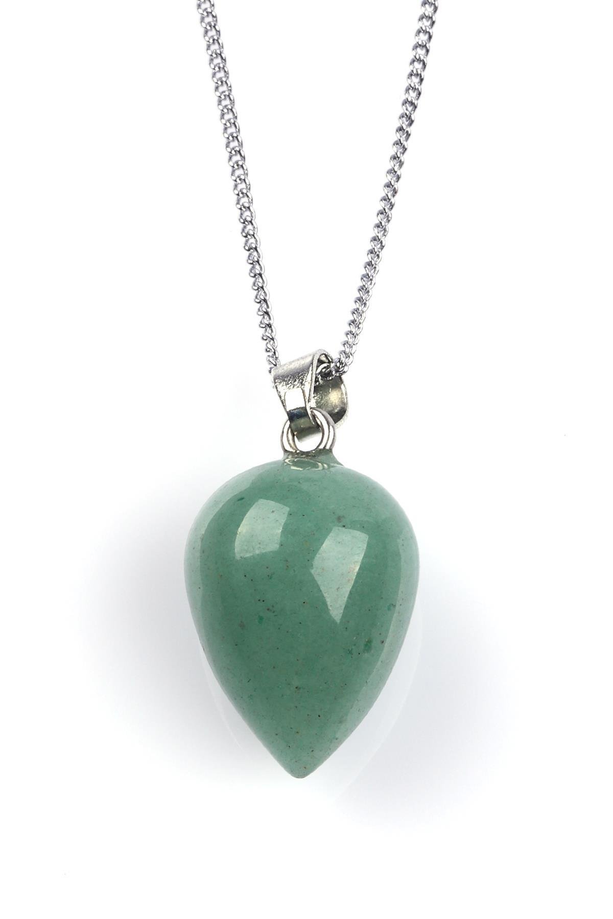 Aventurin Doğal Taş Damla Model Kolye