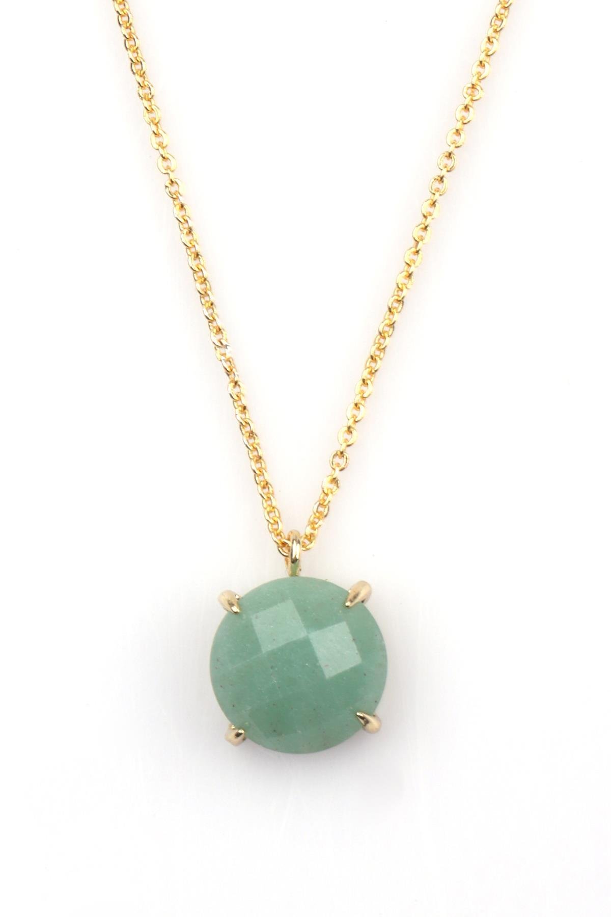 Aventurin Doğal Taş Gold Renkli Kolye