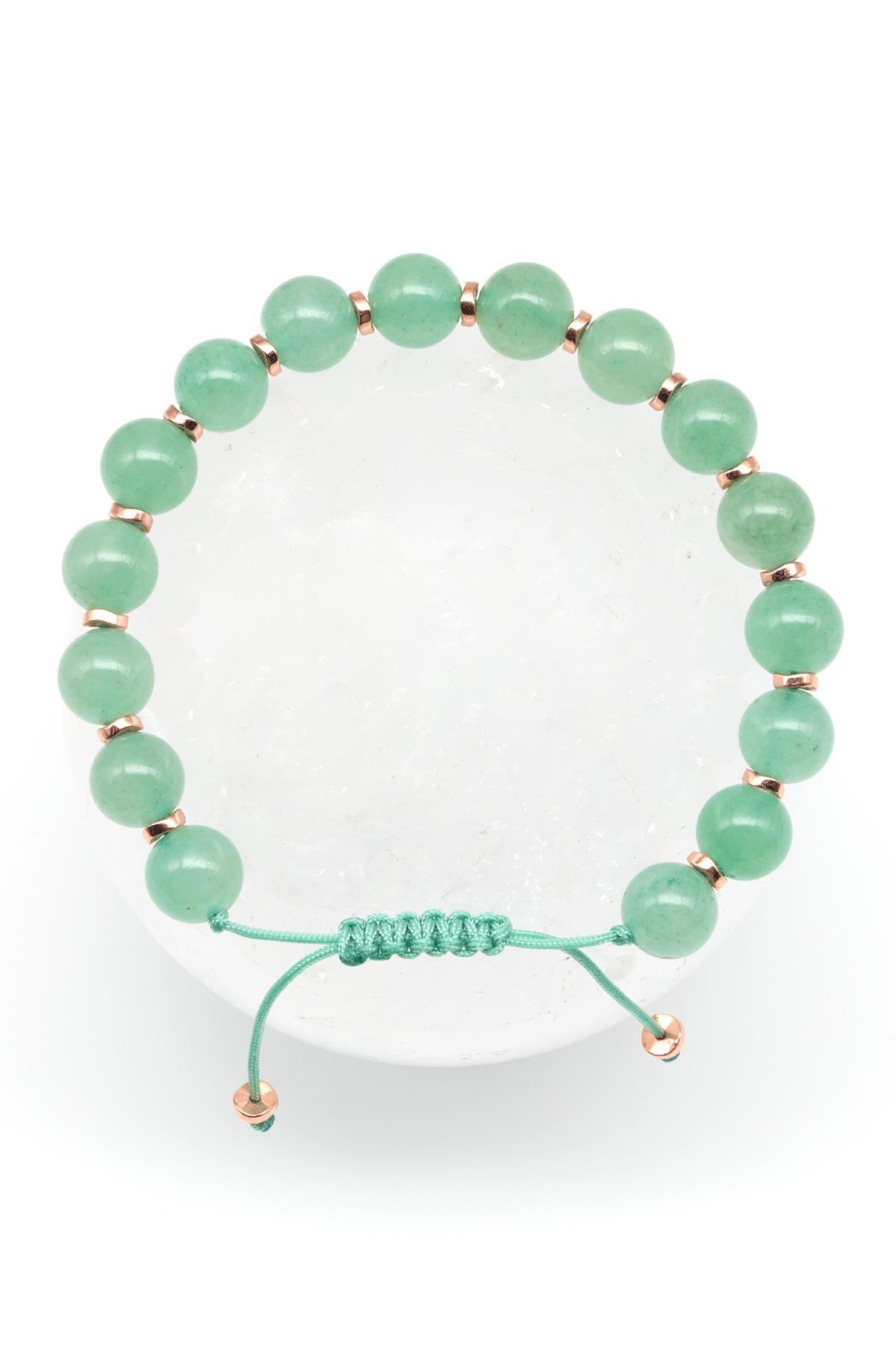 Aventurin Doğal Taş Makrome Örme Bileklik