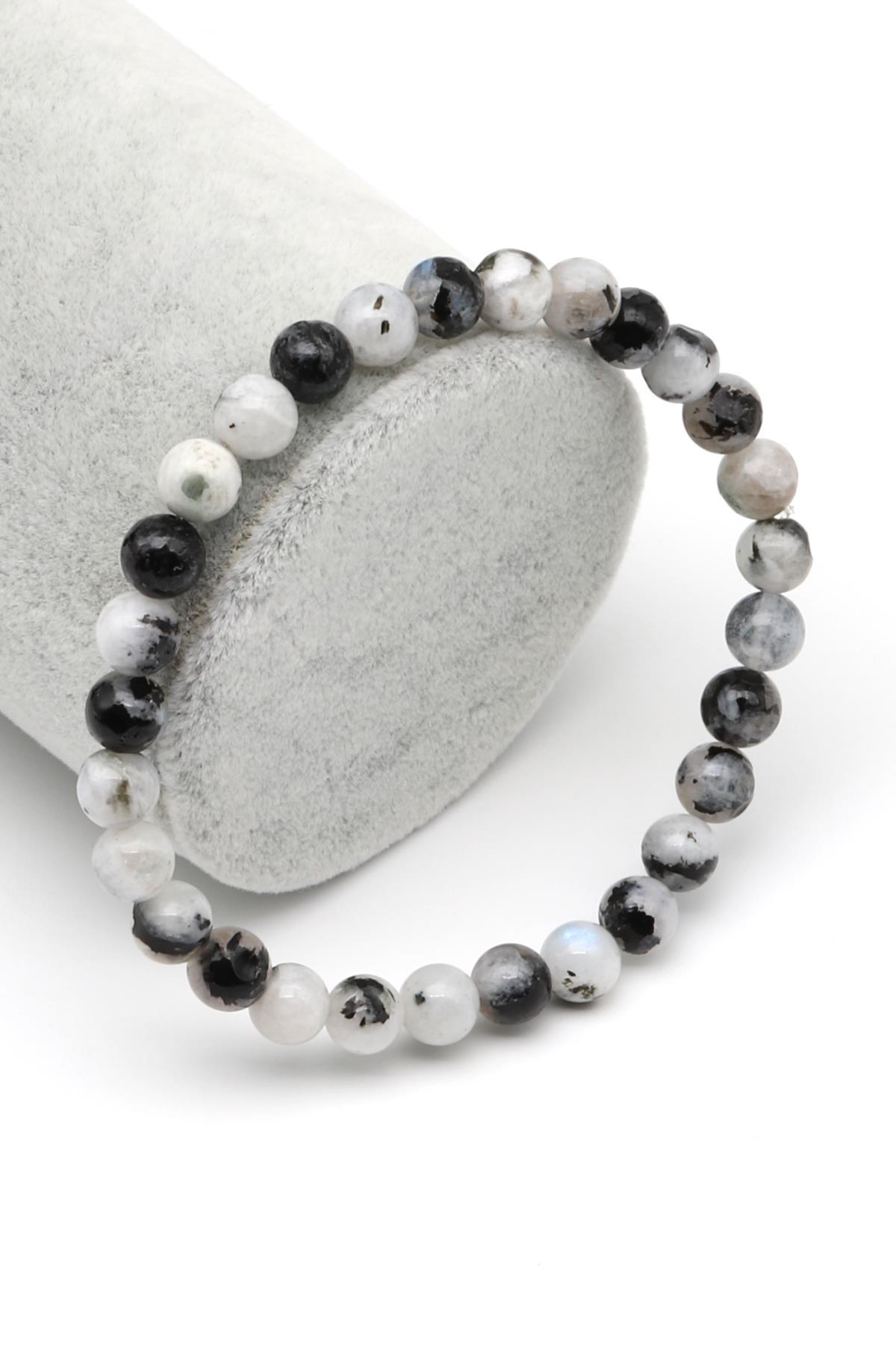 Ay Taşı Doğal Taş Bileklik 6 mm Küre Kesim