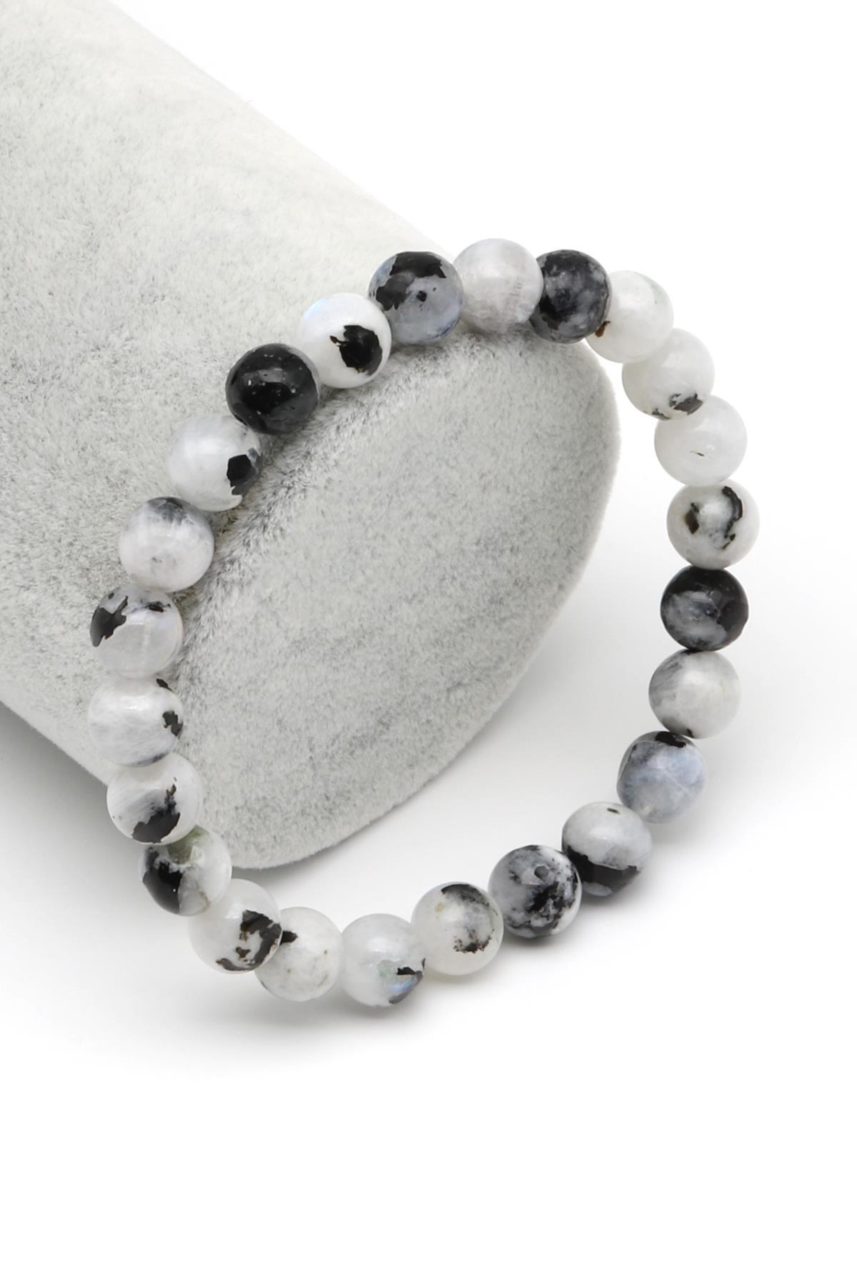 Ay Taşı Doğal Taş Bileklik 8 mm Küre Kesim