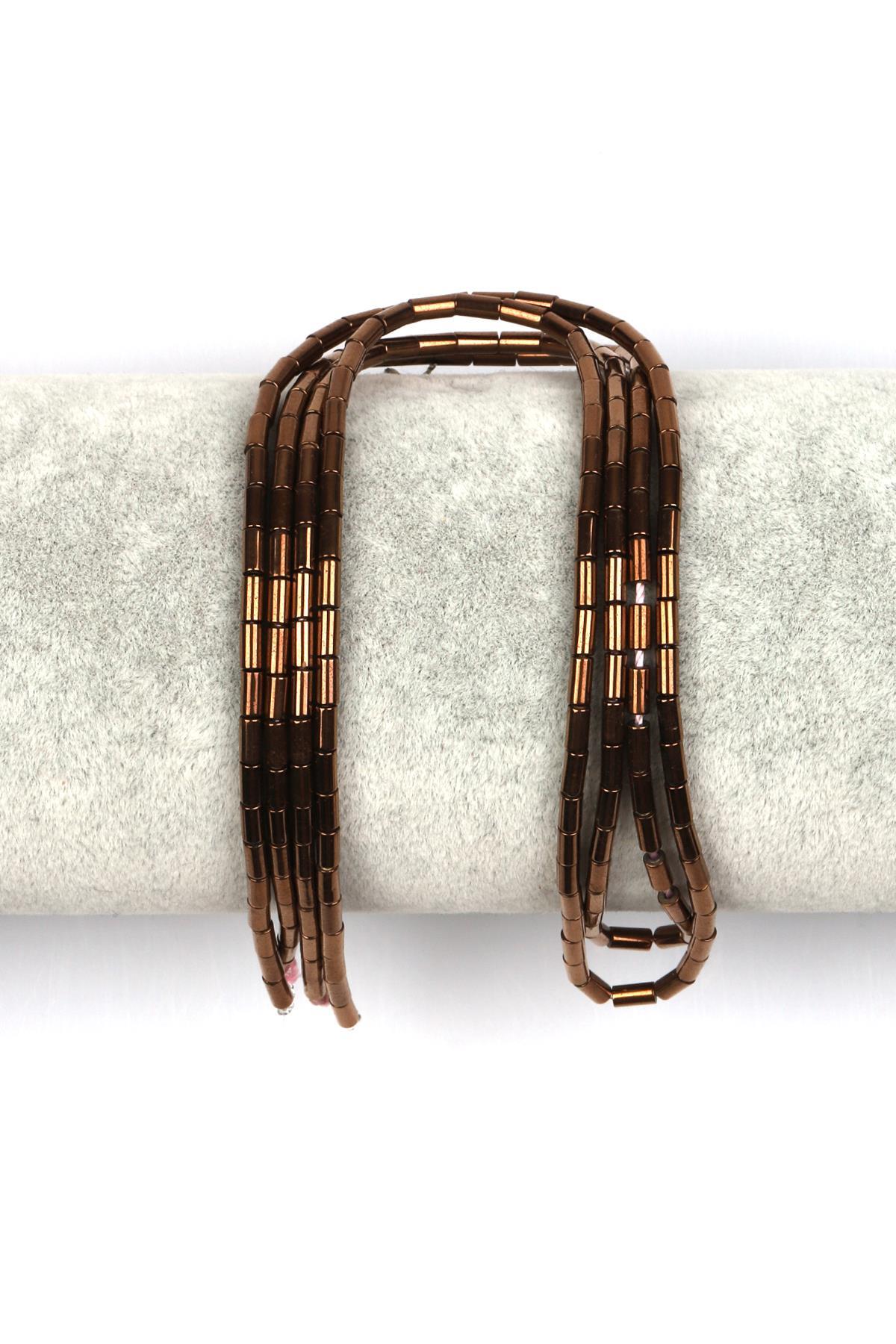 Bakır Renk Hematit Dizi 2 x 4 mm Boru Kesim