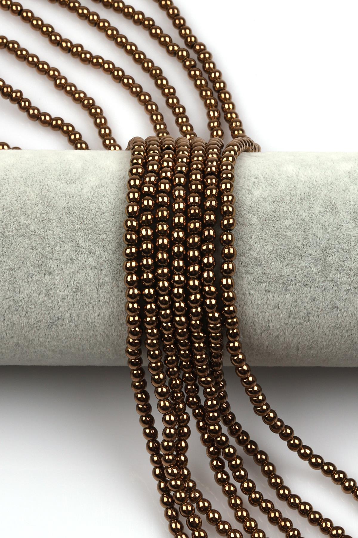 Bakır Renkli Hematit Dizi 4 mm Küre Kesim