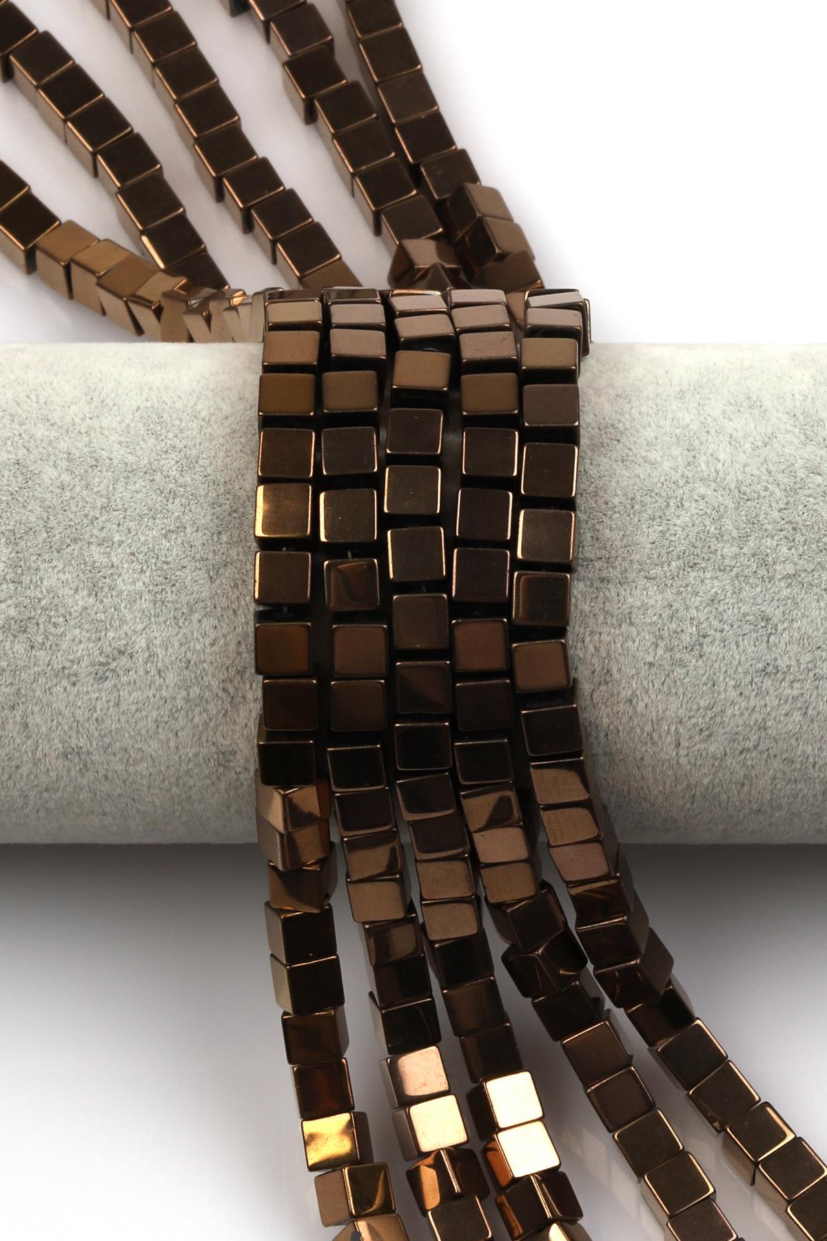 Bakır Renkli Hematit Dizi 5 x 6 mm Küp Kesim