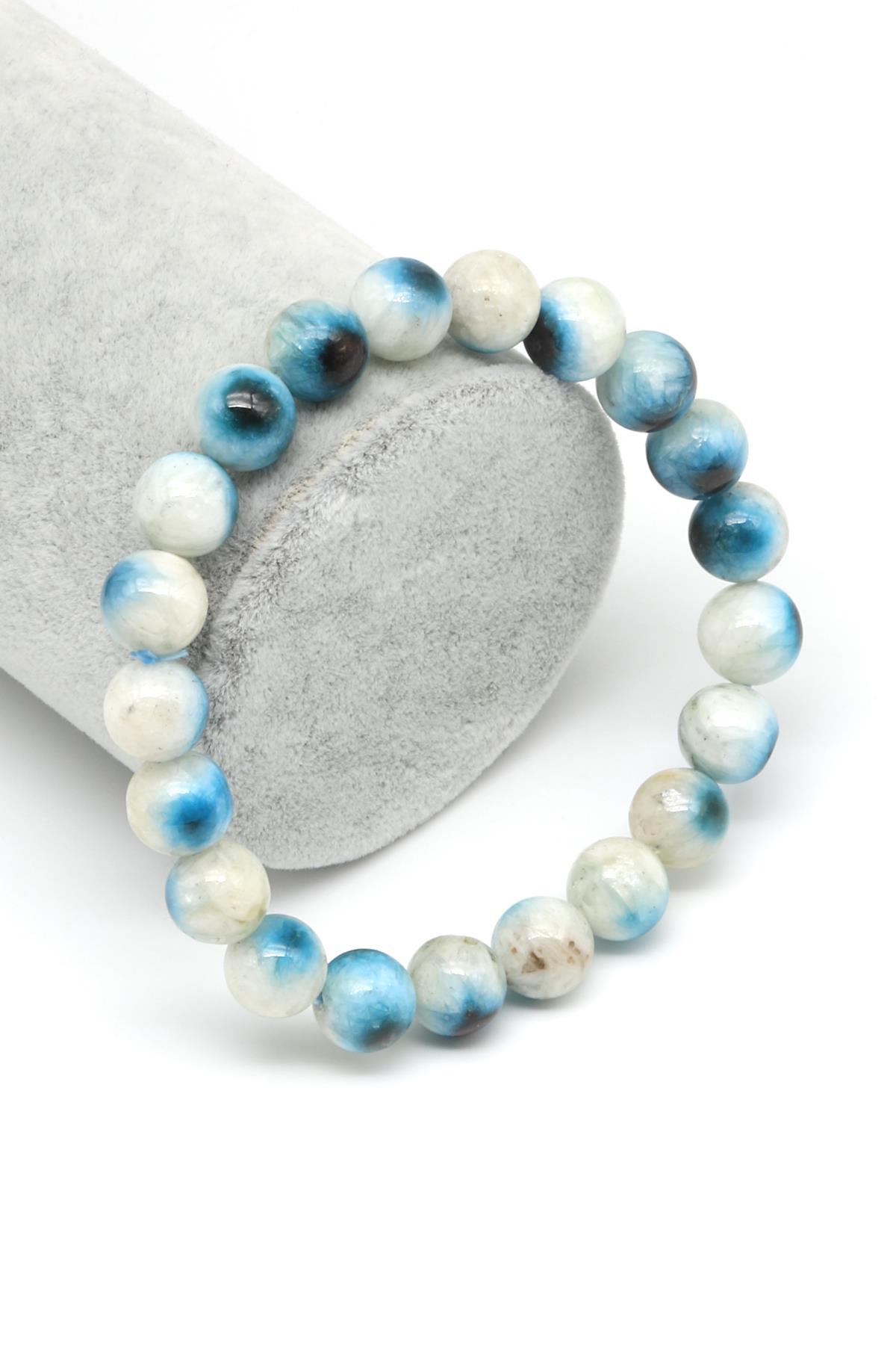 Blue Ice Glaserit Bileklik 9 mm Küre Kesim