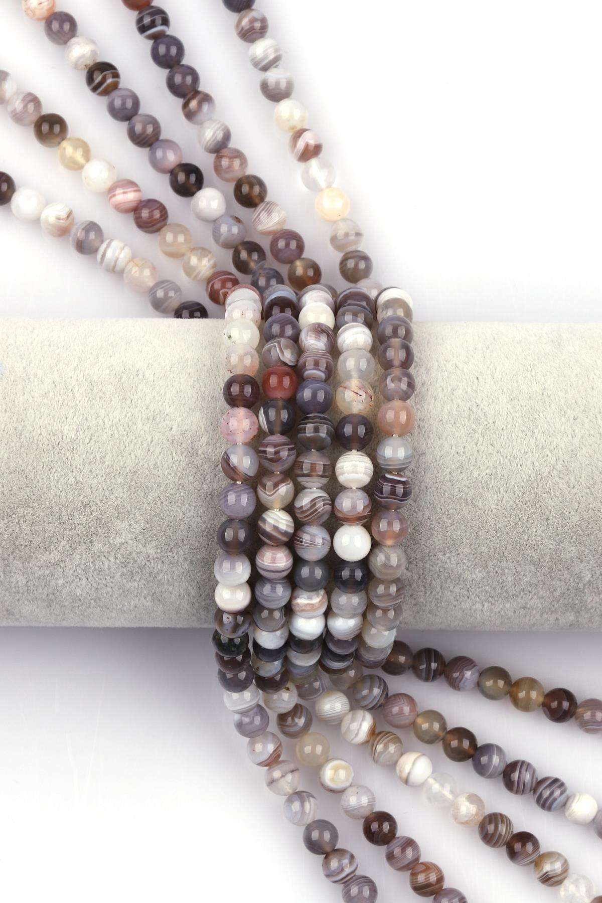 Botswana Akik Doğal Taş Dizi 6 mm Küre Kesim