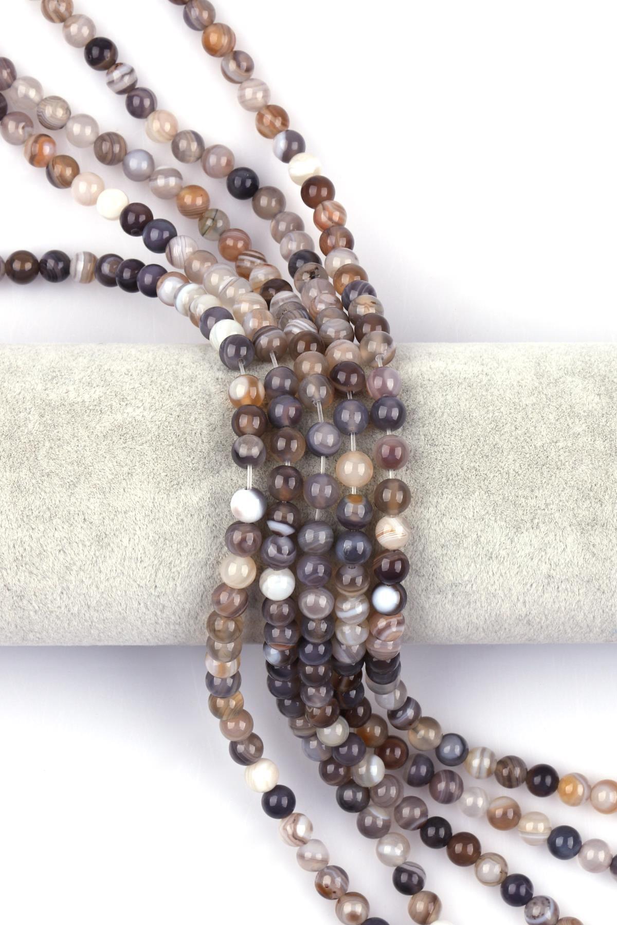 Botswana Akik Doğal Taş Dizi 6 mm Küre Kesim