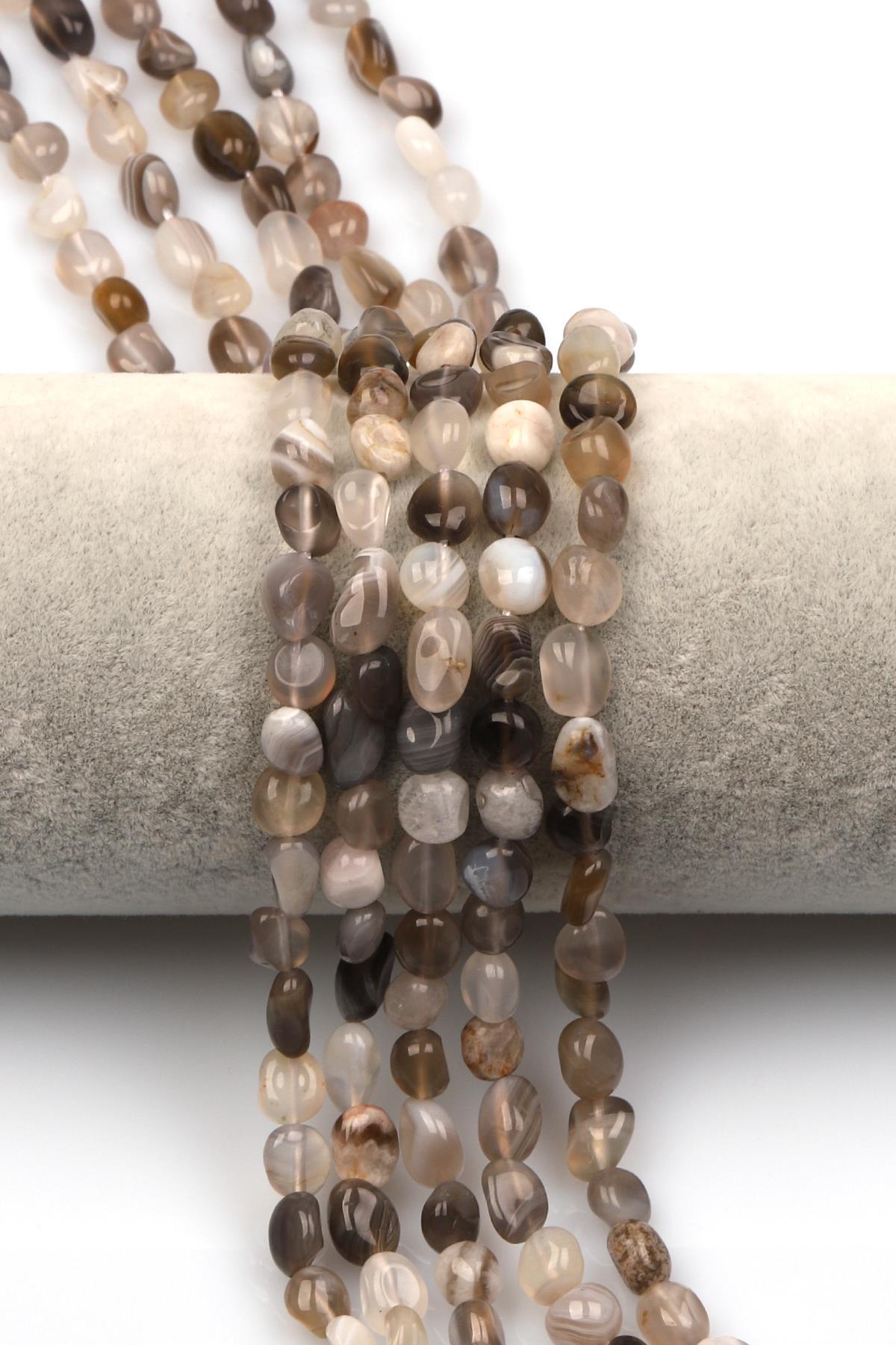 Botswana Akik Doğal Taş Dizi 6 x 8 mm Mercimek Kesim