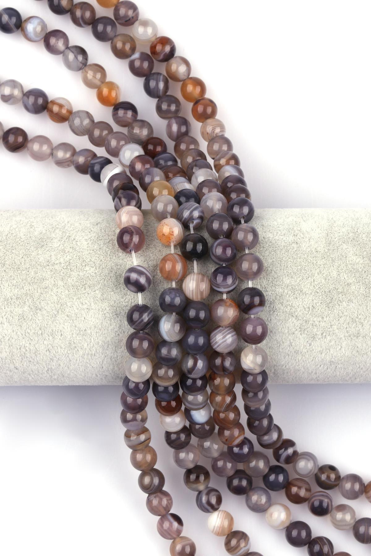 Botswana Akik Doğal Taş Dizi 8 mm Küre Kesim