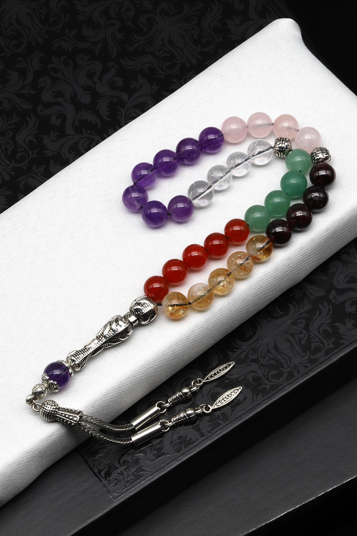 Çakra Doğal Taş Tesbih 8 mm Küre Kesim