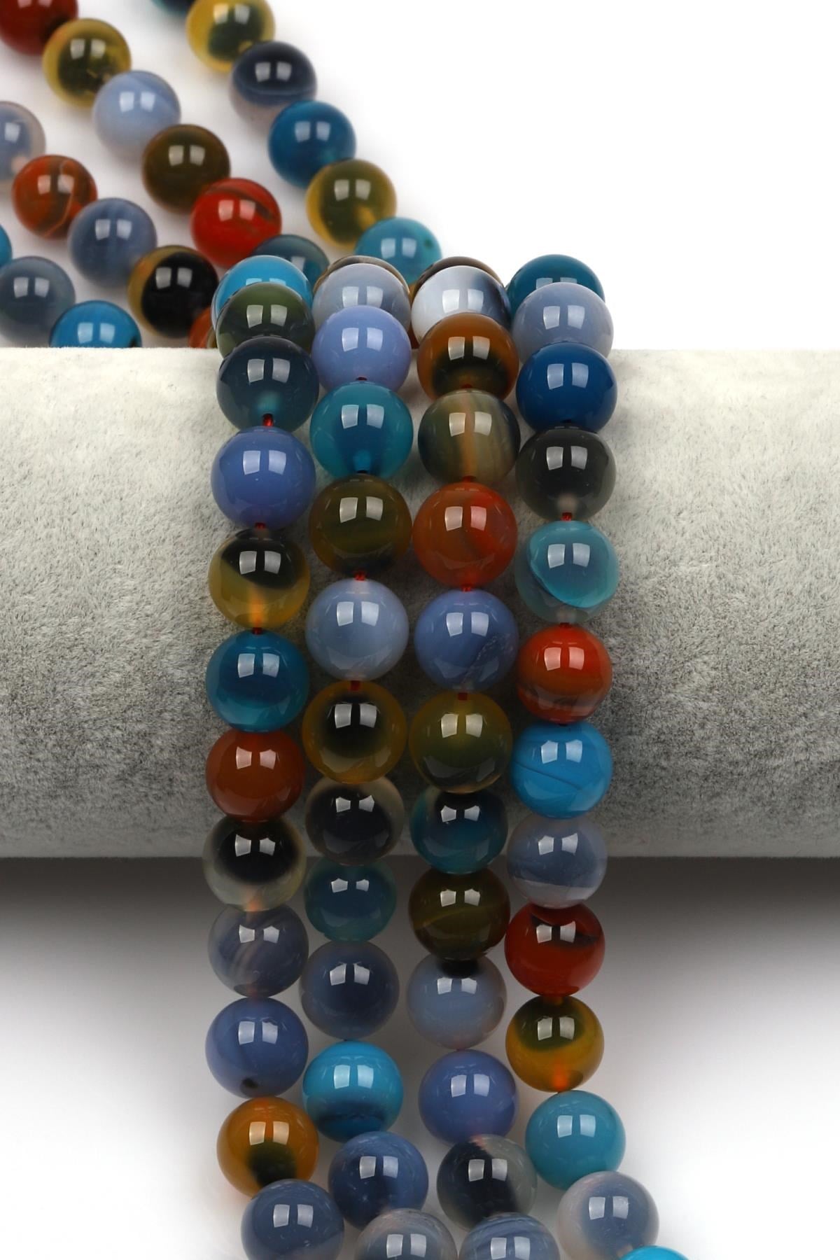 Candy Agate Doğal Taş Dizi 10 mm Küre Kesim