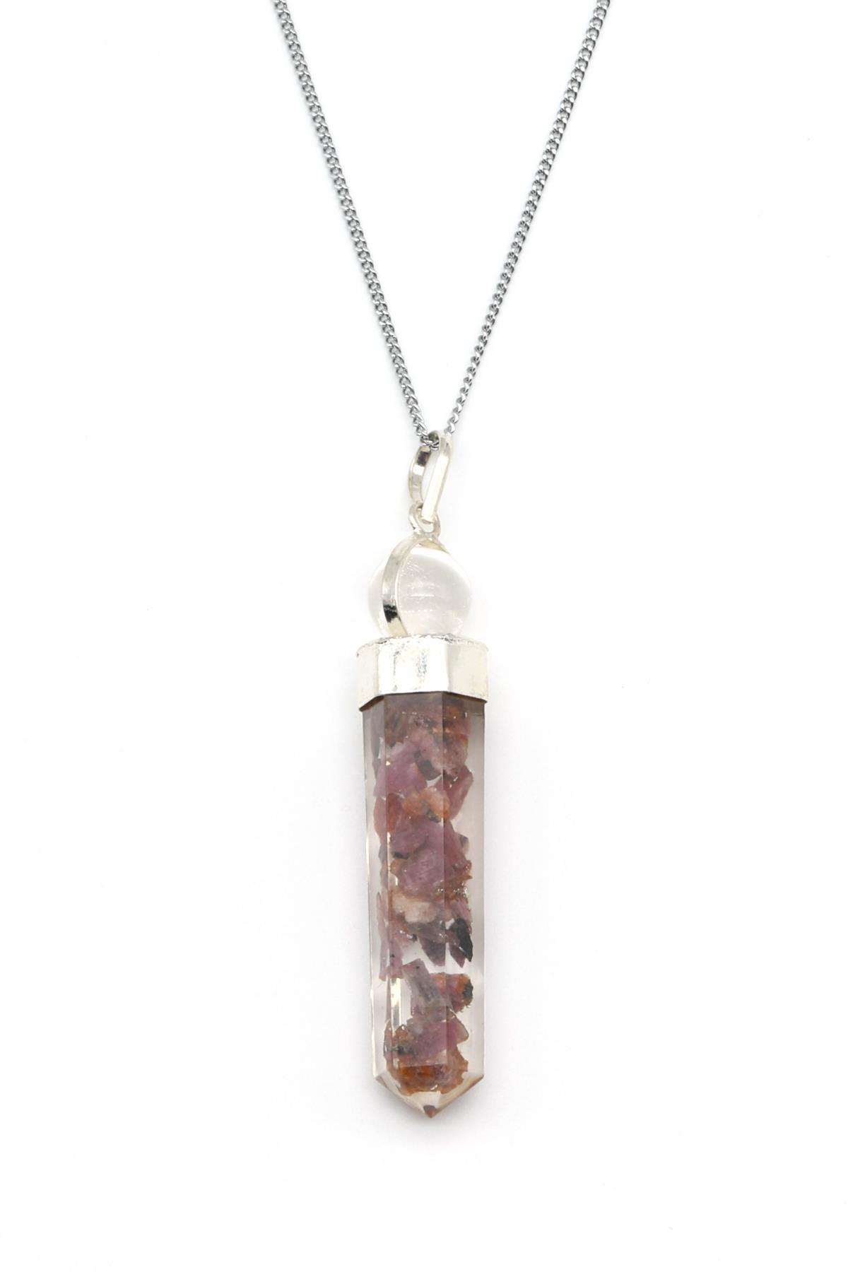 Çilek Kuvars Doğal Taş Orgonit Kolye