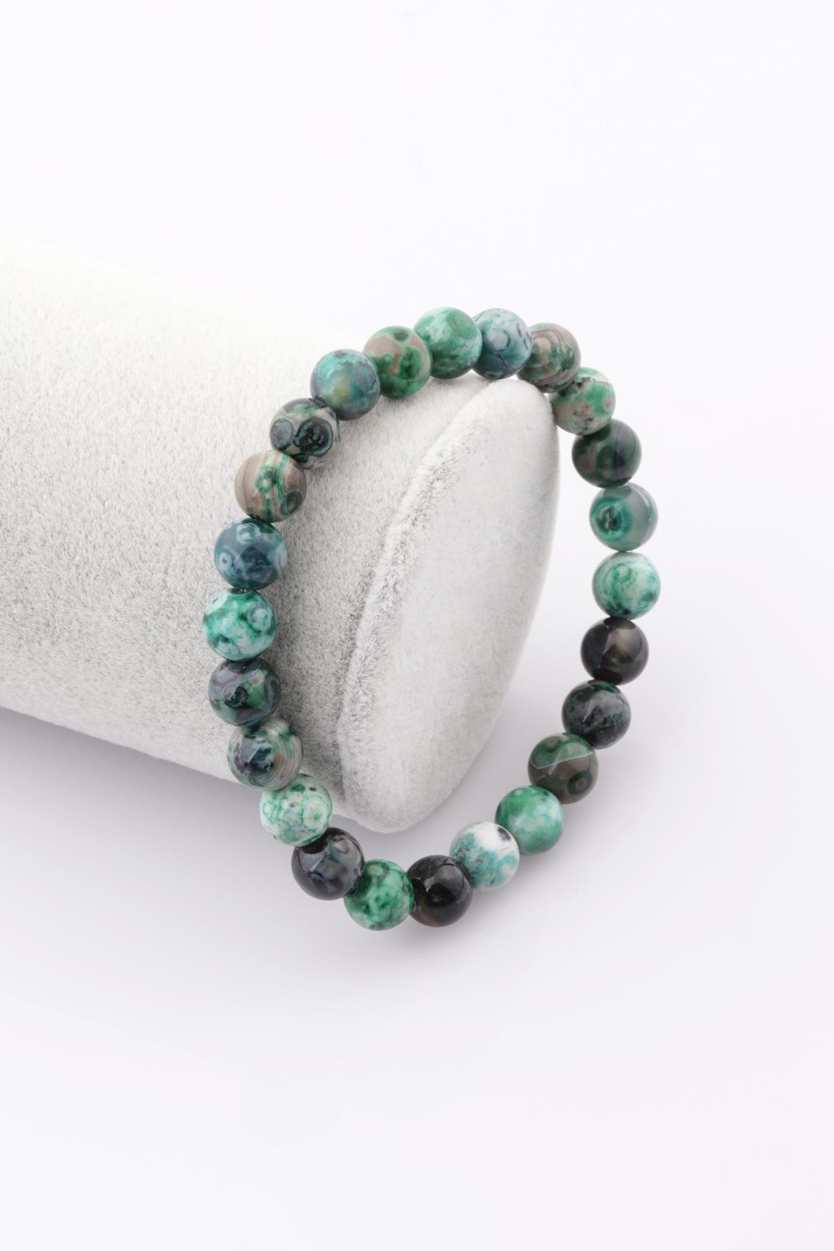 Crazy Akik Doğal Taş Bileklik 8 mm Küre Kesim