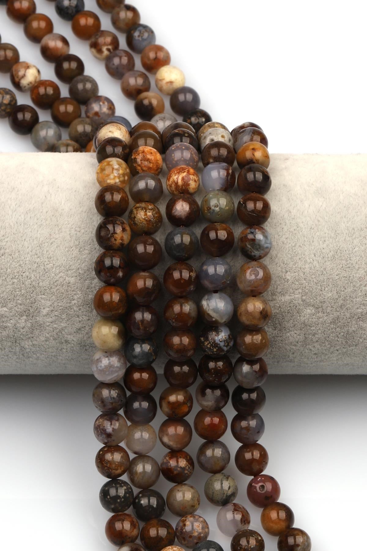 Dağ Akik (Mountain Agate) Doğaltaş Dizi 8 mm Küre Kesim