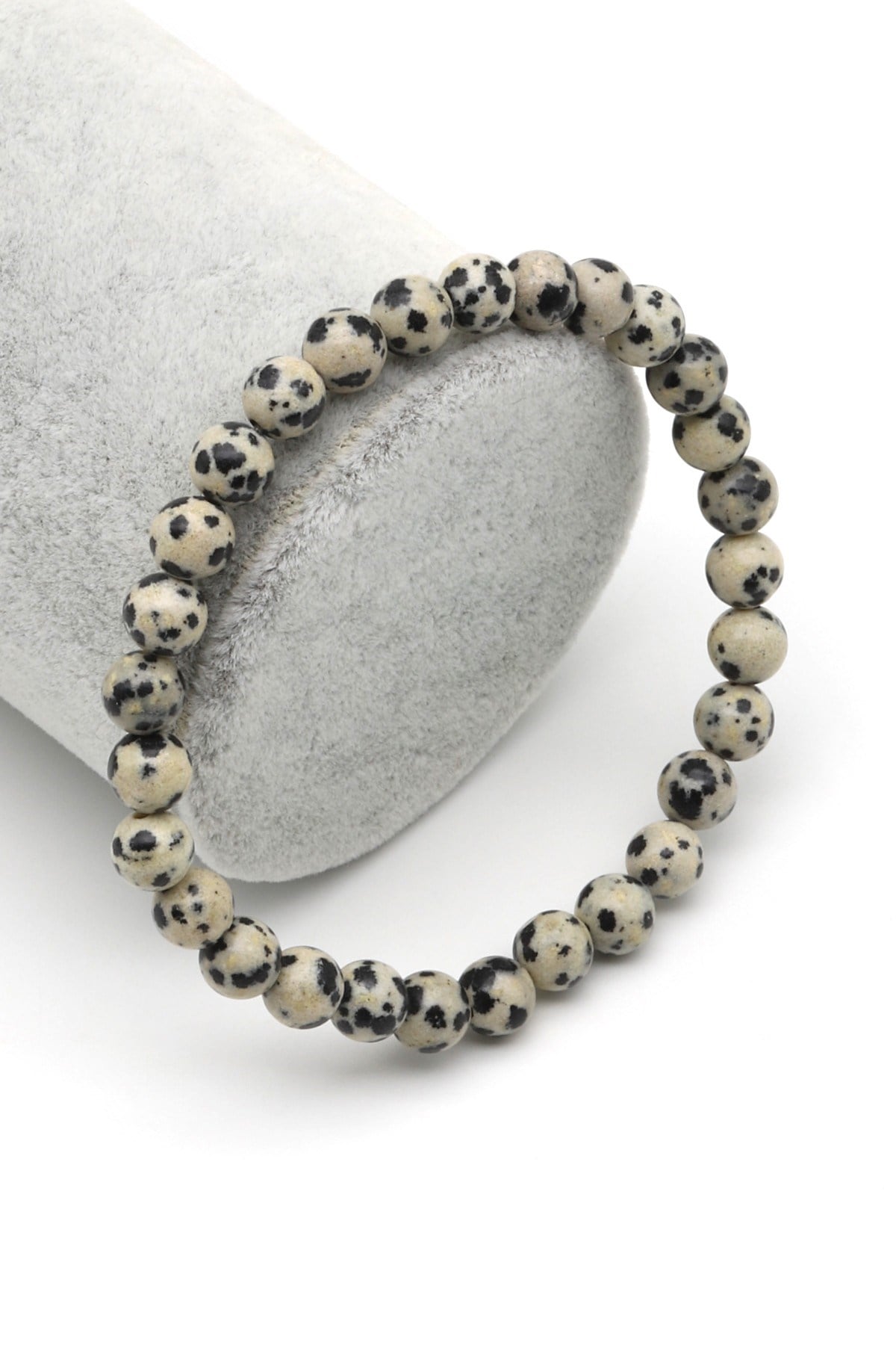 Dalmaçyalı Jasper Doğal Taş Bileklik 6 mm Küre Kesim - BLK-2189
