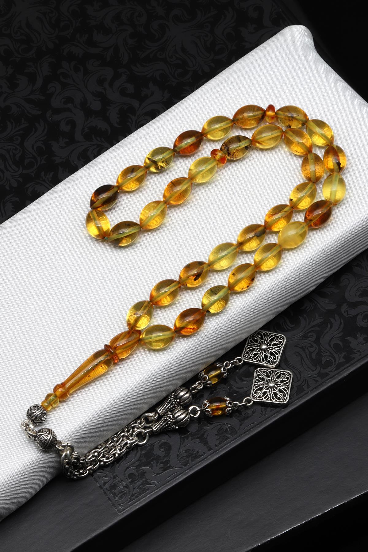 Damla Kehribar Arpa Kesim Tesbih Litvanya Sertifikalı