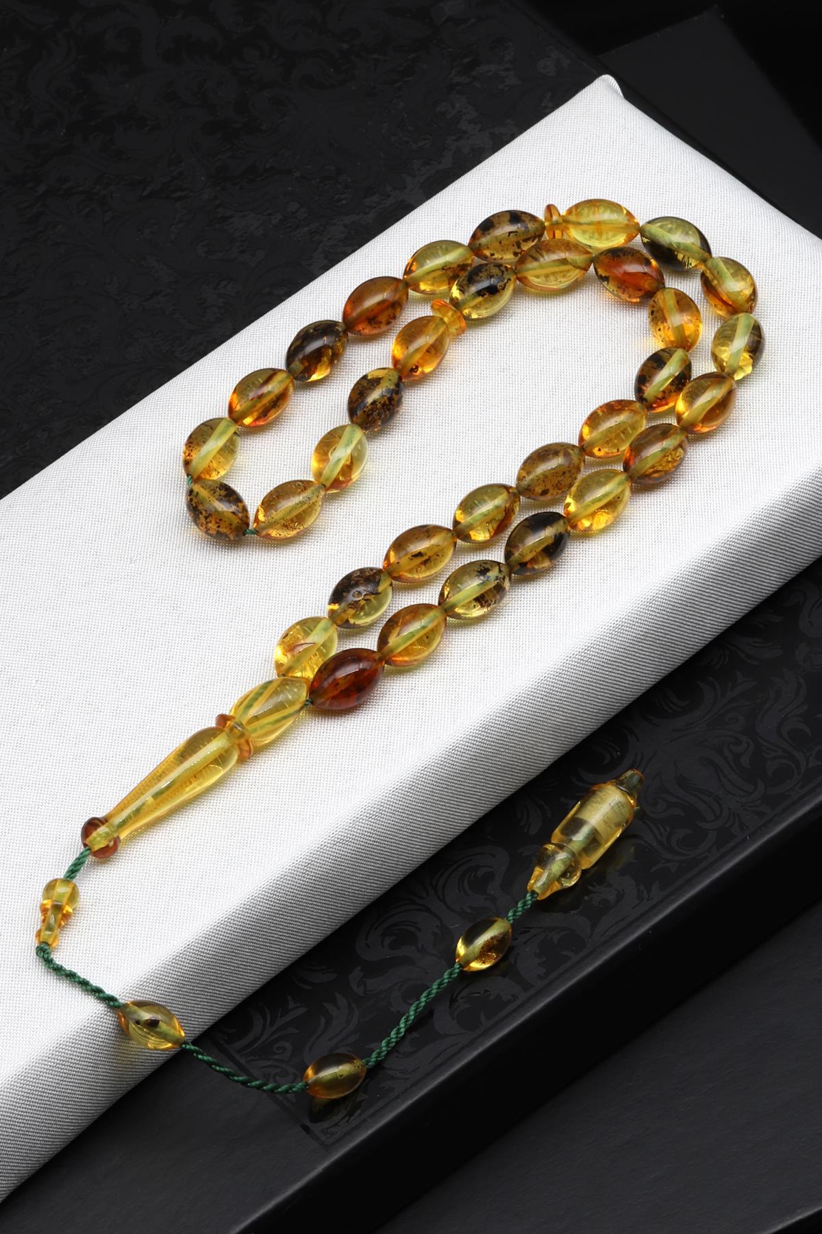 Damla Kehribar Arpa Kesim Tesbih Litvanya Sertifikalı