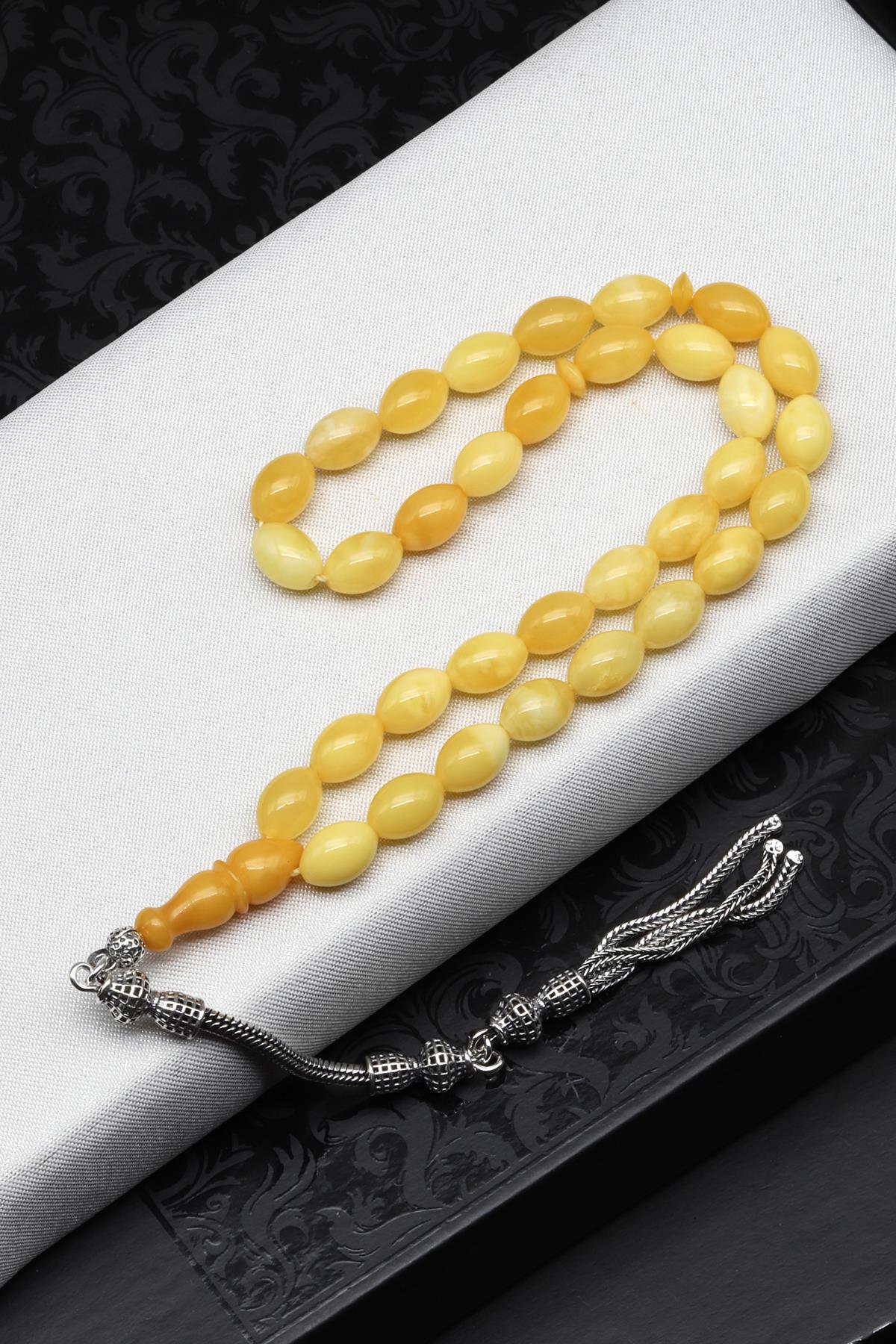 Damla Kehribar Arpa Kesim Tesbih Litvanya Sertifikalı