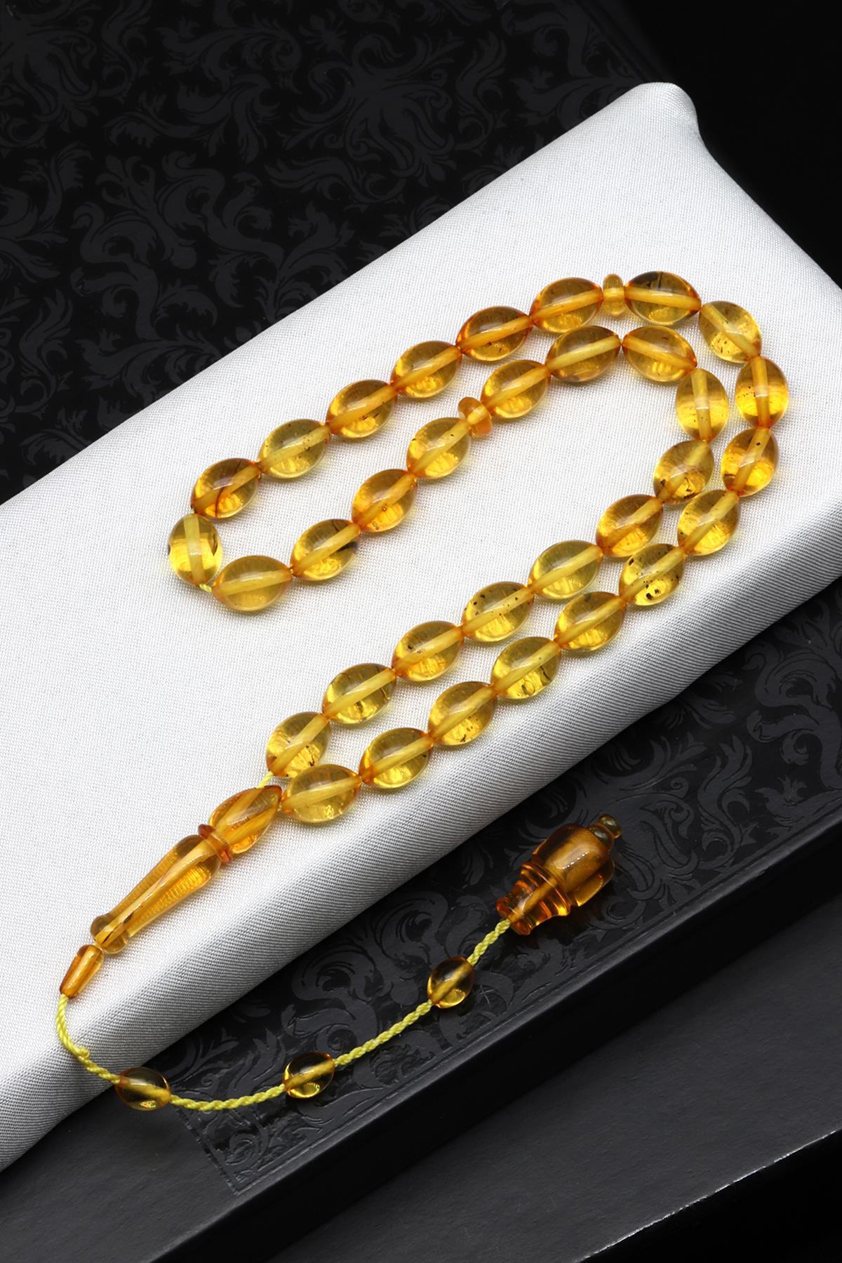 Damla Kehribar Arpa Kesim Tesbih Litvanya Sertifikalı