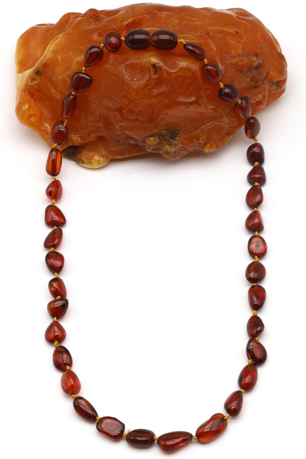 Damla Kehribar Bebek Diş Kolye – 34 cm