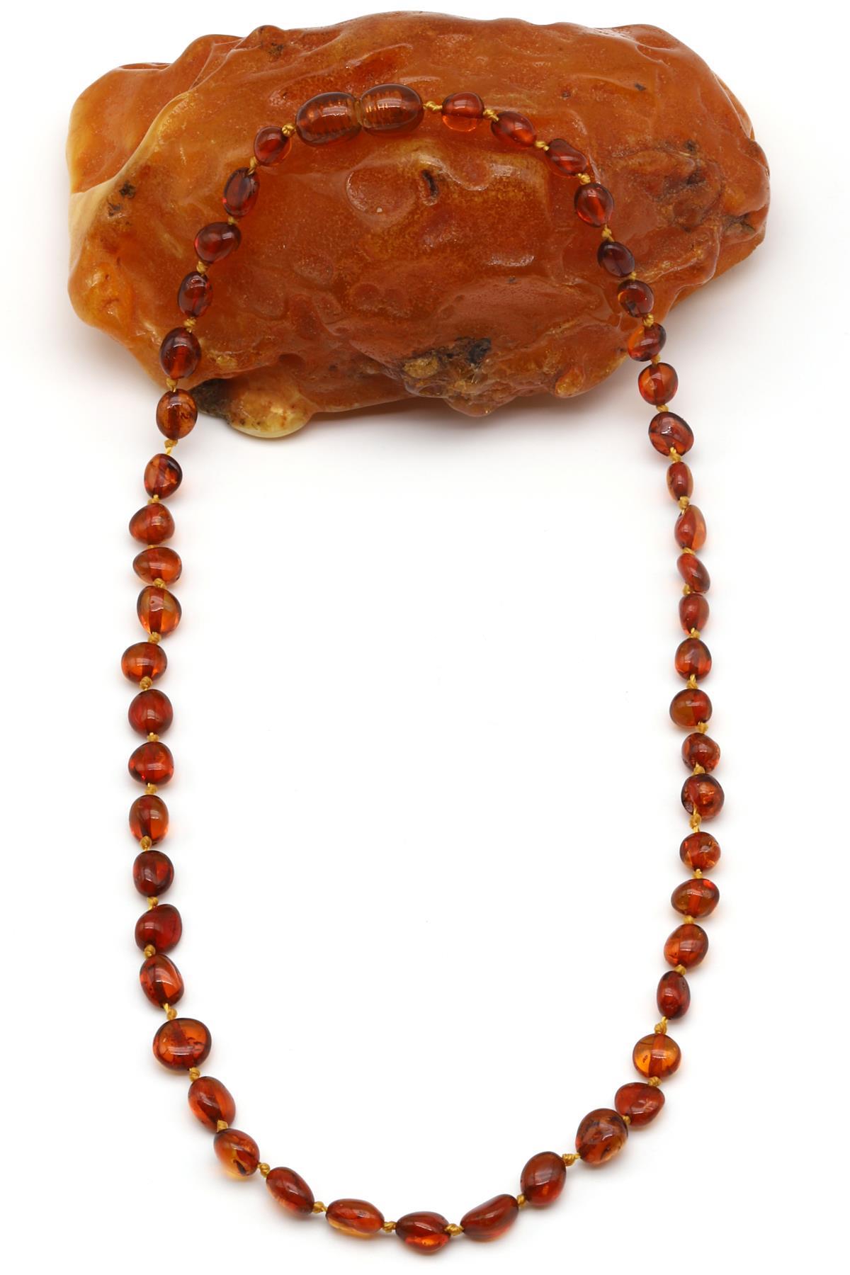 Damla Kehribar Bebek Diş Kolye – 38 cm