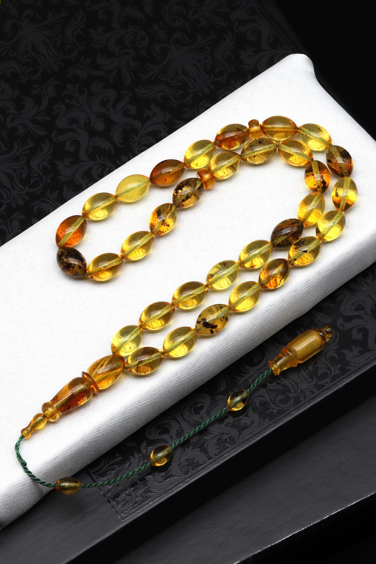 Damla Kehribar Beyzi Kesim Tesbih Litvanya Sertifikalı