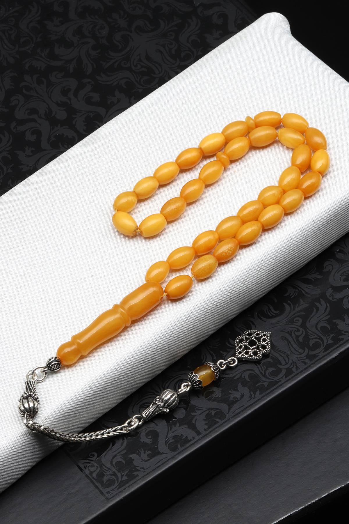 Damla Kehribar Beyzi Kesim Tesbih Litvanya Sertifikalı