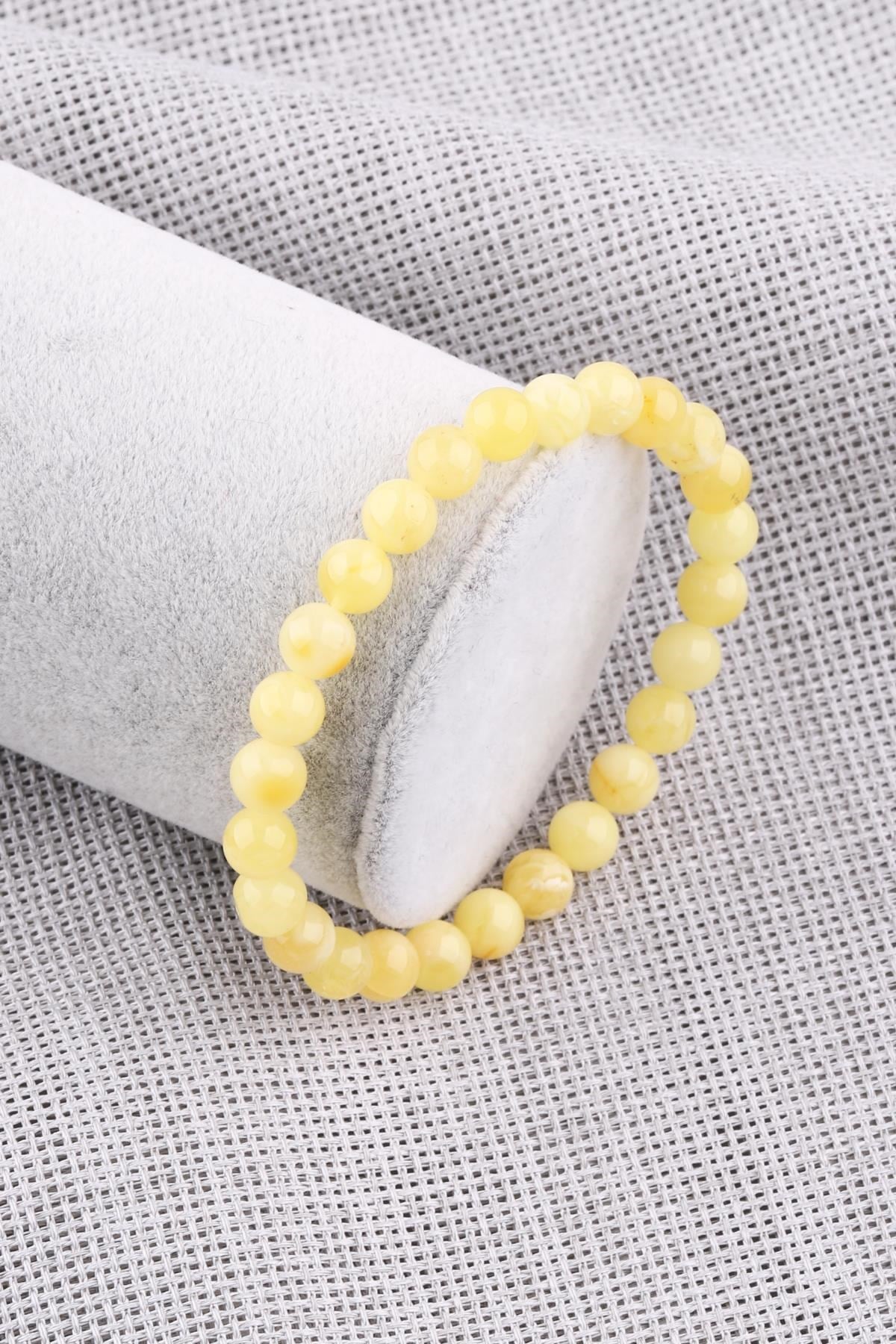 Damla Kehribar Bileklik 6 mm Küre Kesim 
