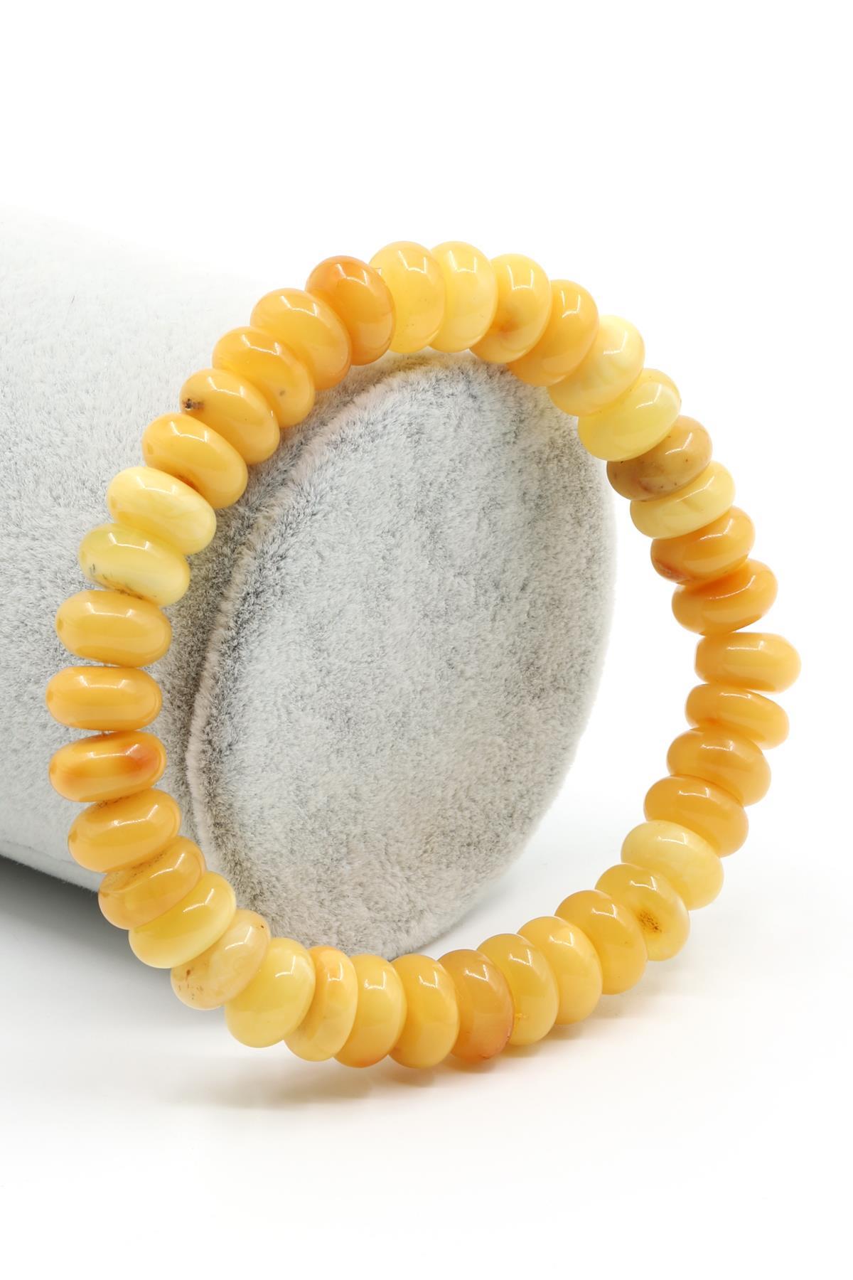 Damla Kehribar Bileklik 9 x 4 mm Rondel Kesim