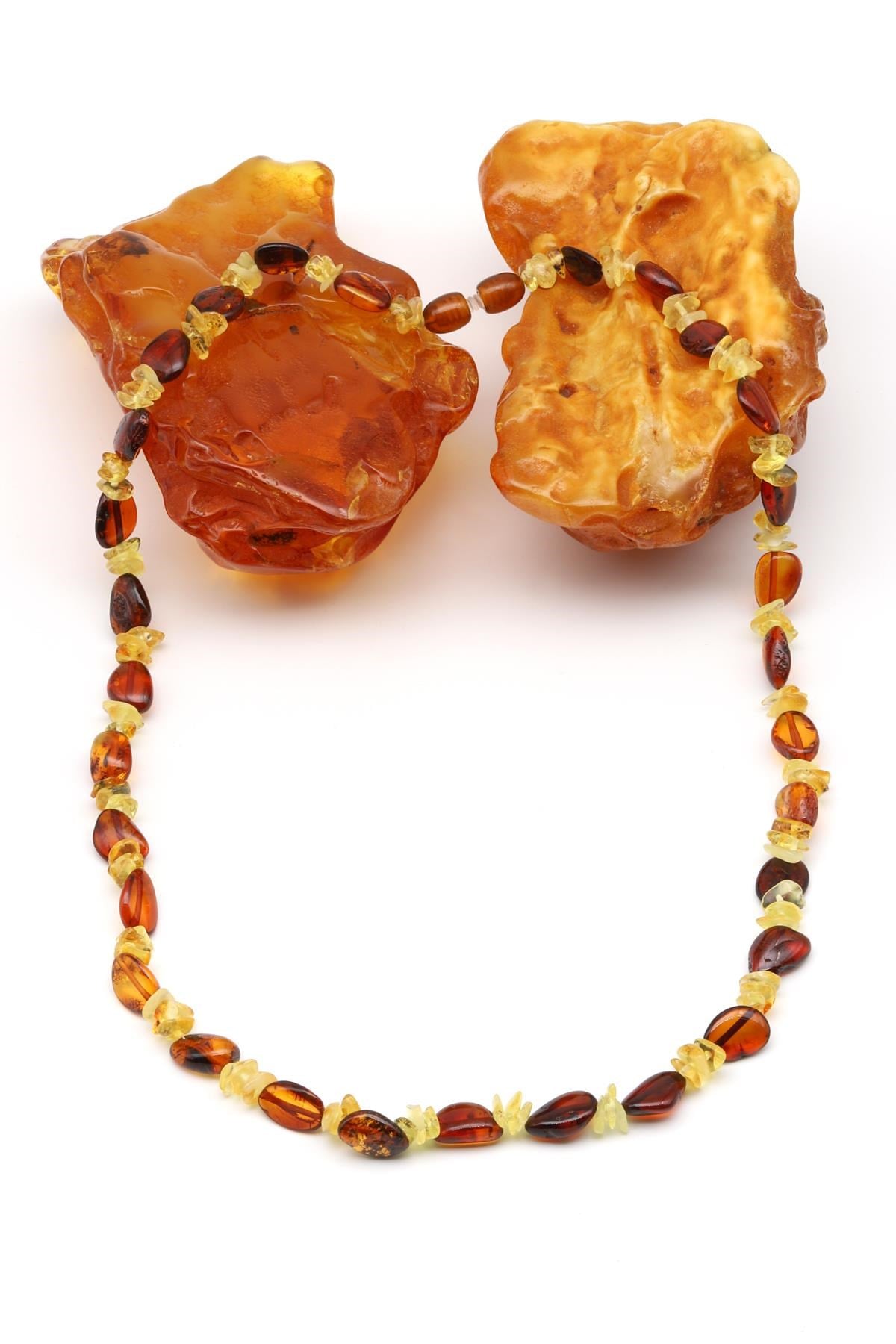 Damla Kehribar Kolye – 25 cm