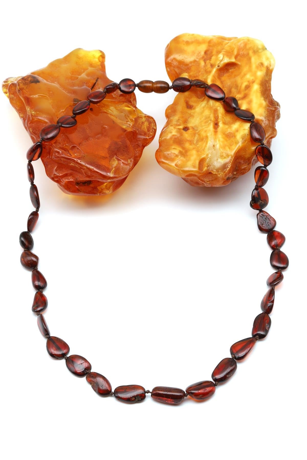 Damla Kehribar Kolye – 48 cm