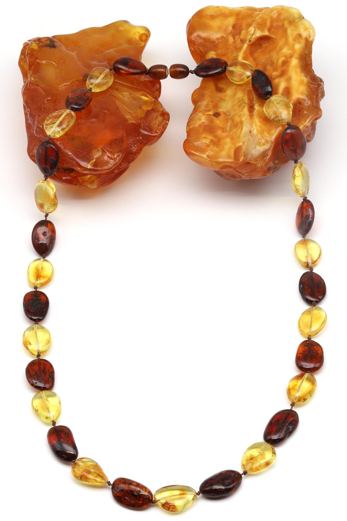 Damla Kehribar Kolye – 54 cm