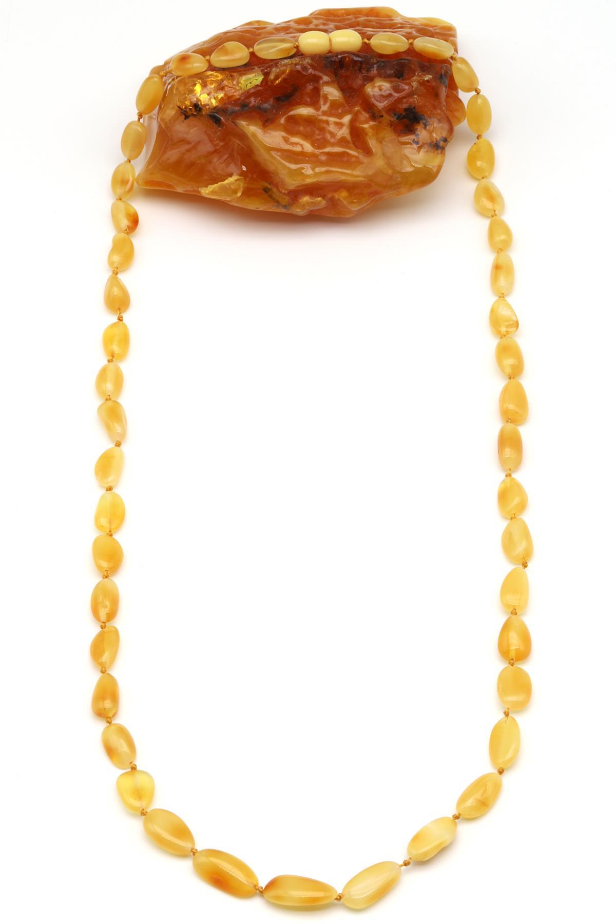 Damla Kehribar Kolye – 56 cm