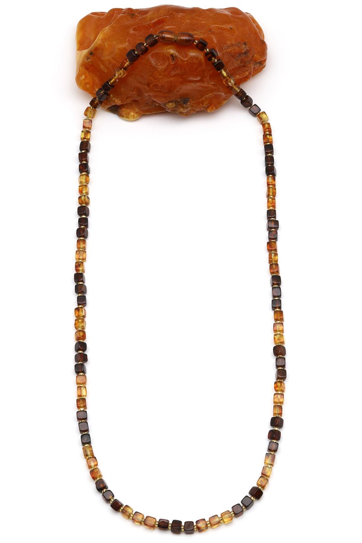 Damla Kehribar Kolye – 58 cm