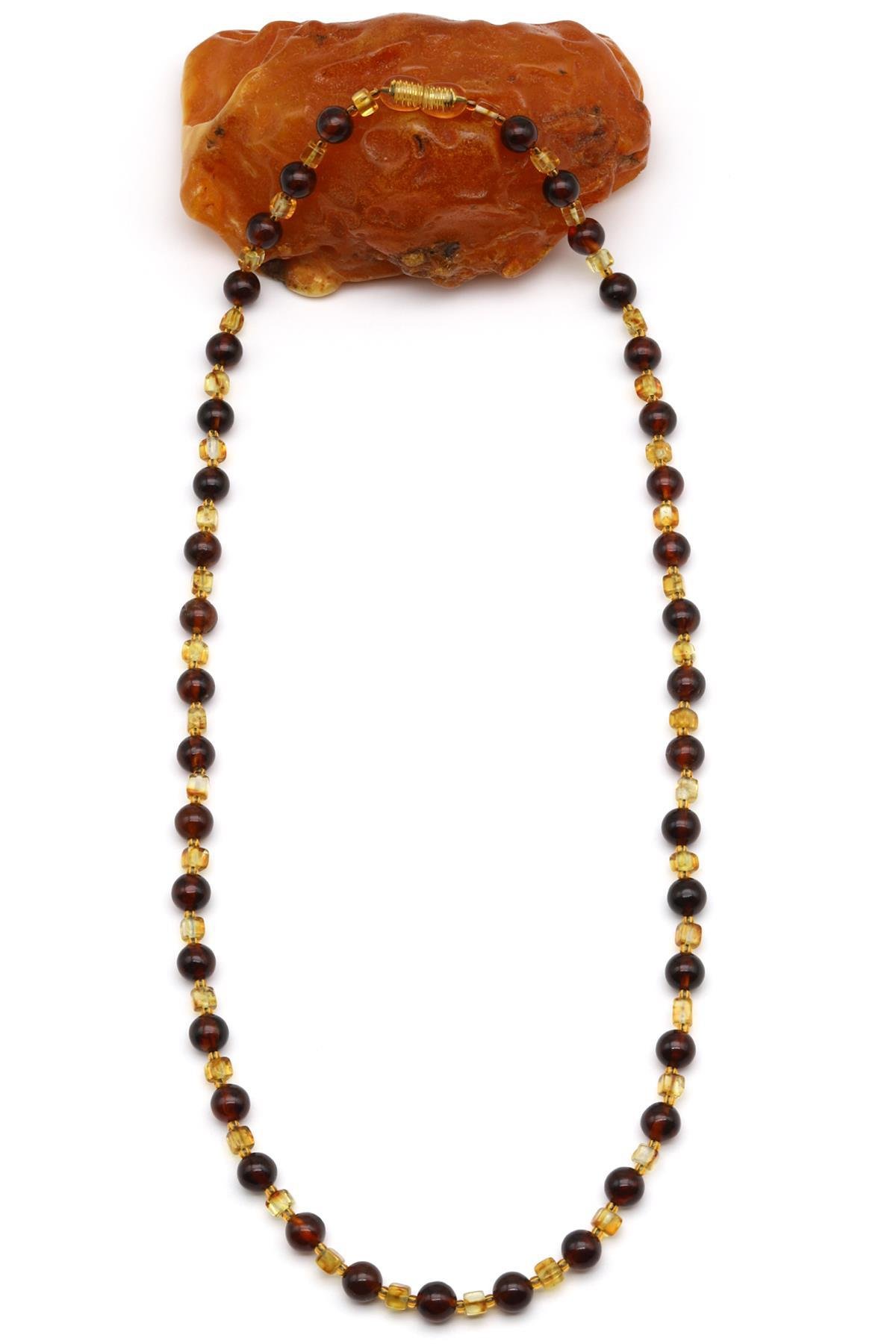 Damla Kehribar Kolye – 58 cm