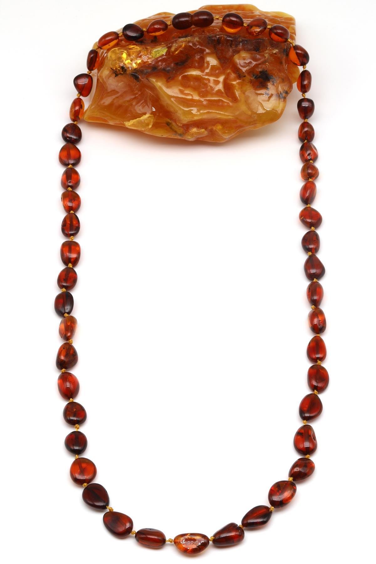 Damla Kehribar Kolye – 58 cm