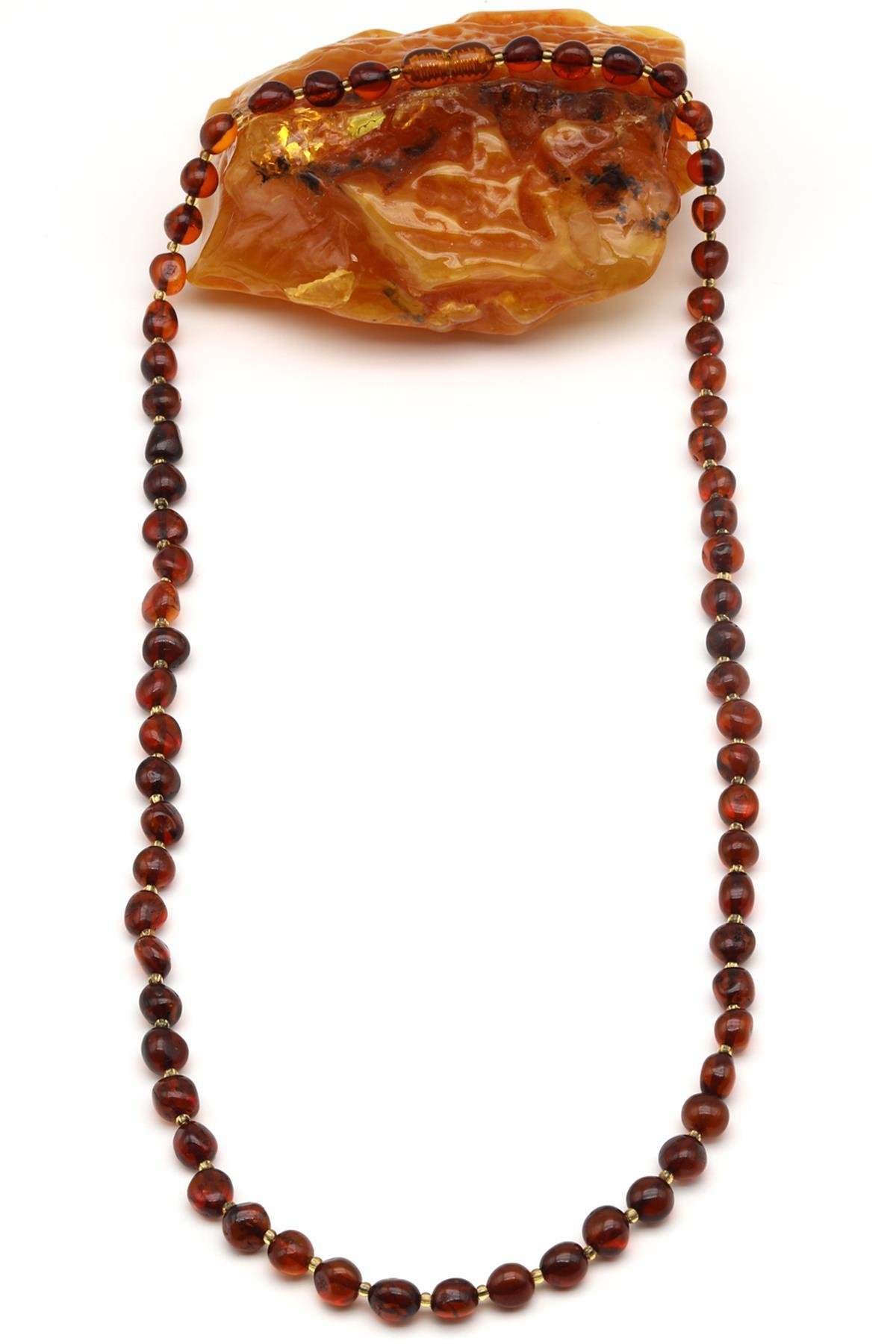 Damla Kehribar Kolye – 58 cm