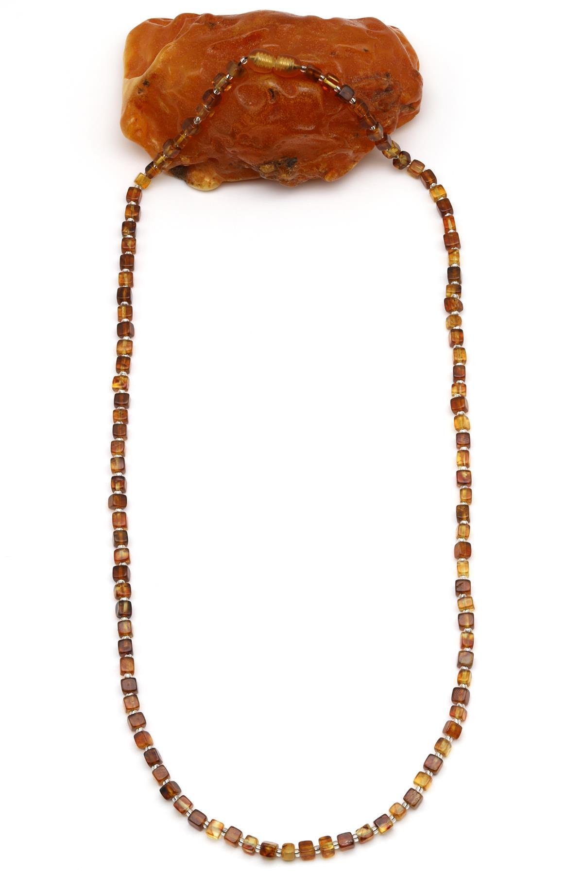 Damla Kehribar Kolye – 58 cm