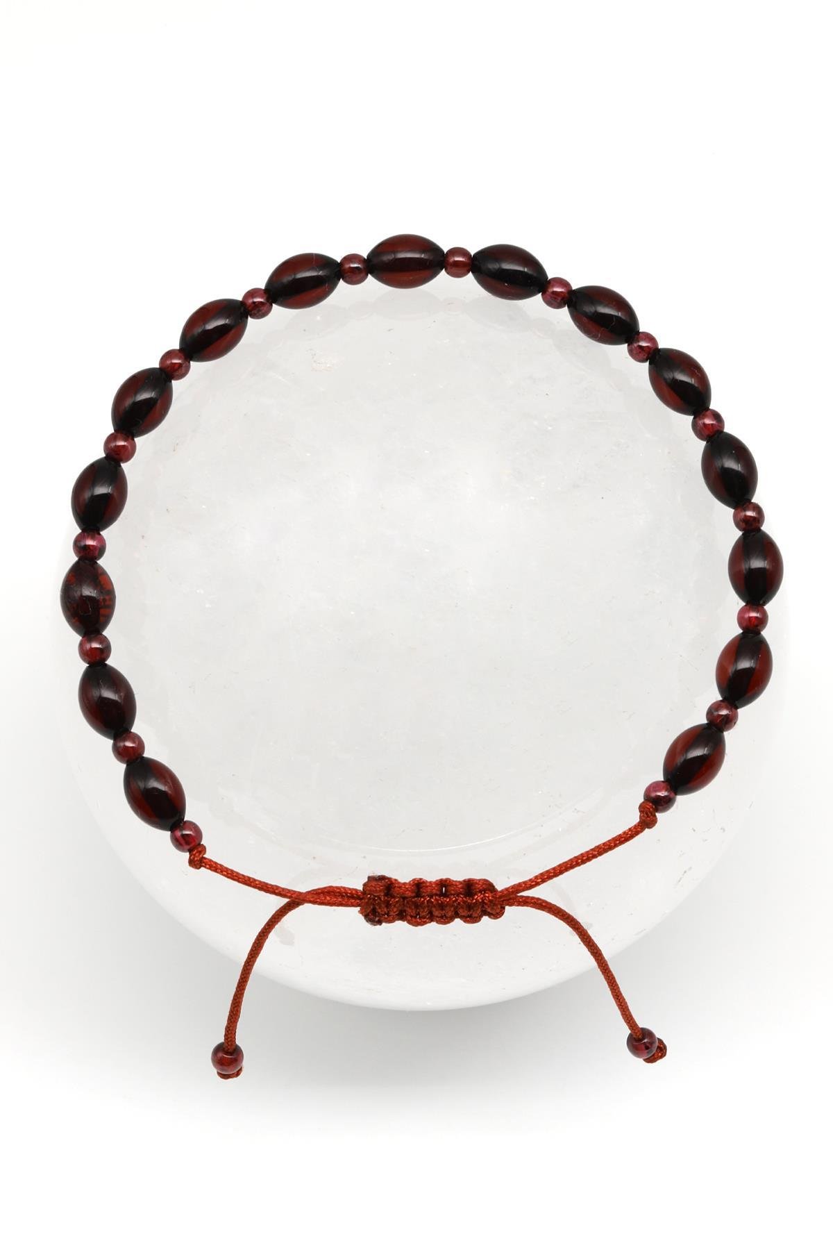 Damla Kehribar Makrome Örme Bileklik