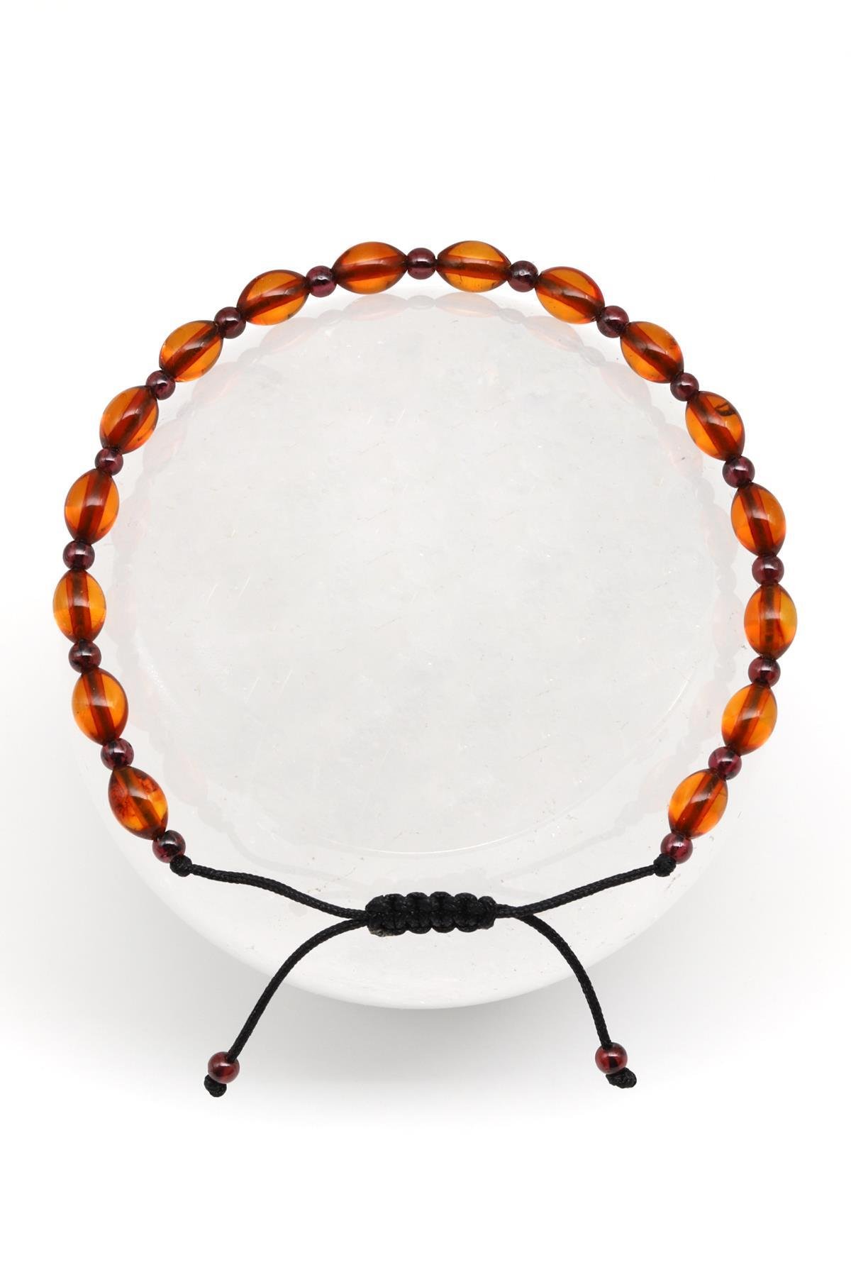 Damla Kehribar Makrome Örme Bileklik