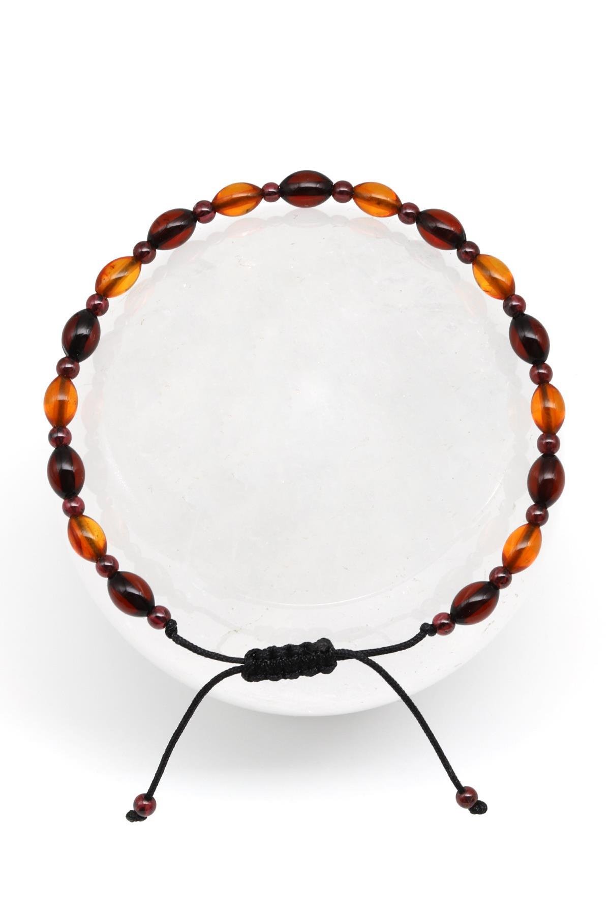 Damla Kehribar Makrome Örme Bileklik